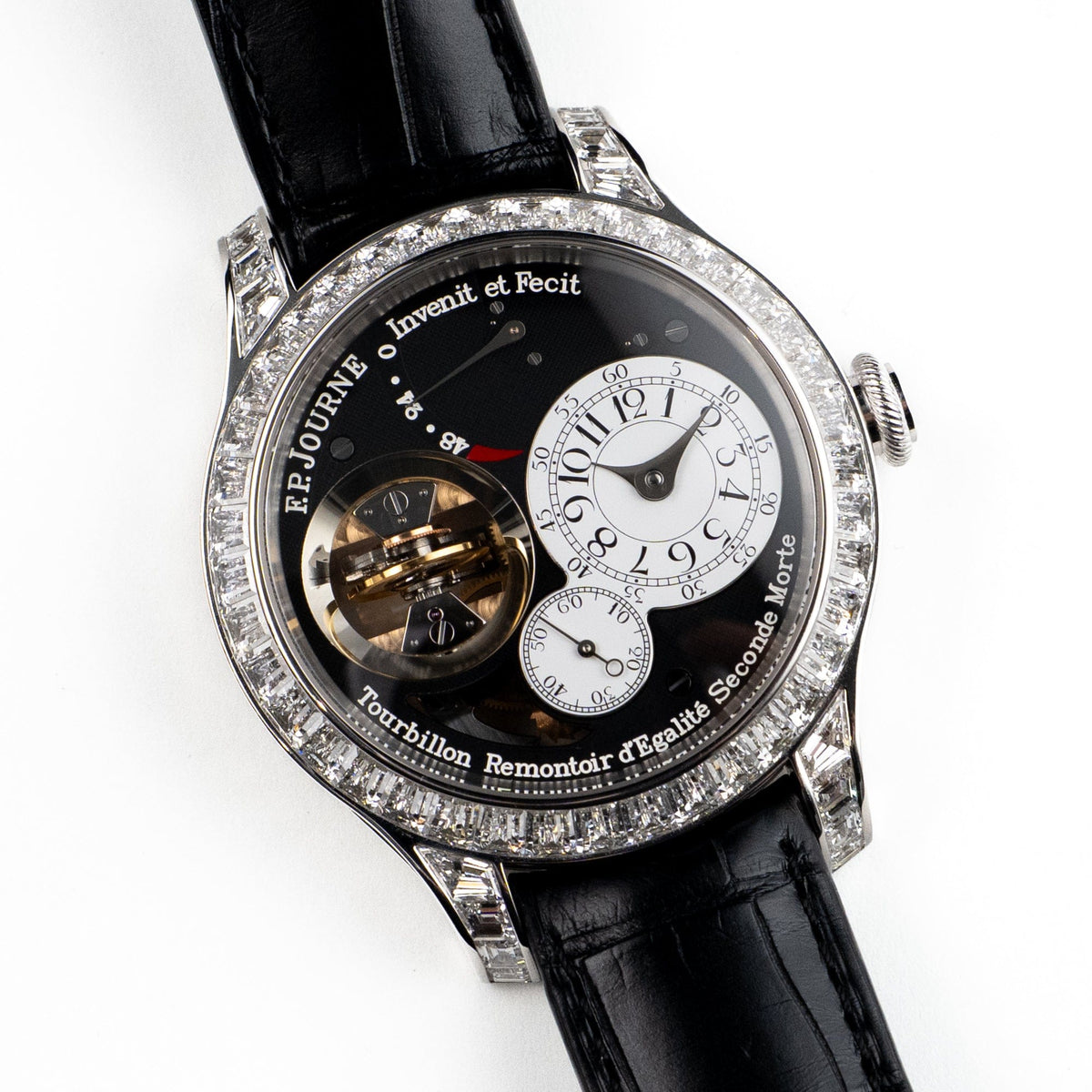 F.P.Journe Tourbillon Souverain Joaillerie Diamants Ref. TVJ Platinum Black Dial Diamond Bezel