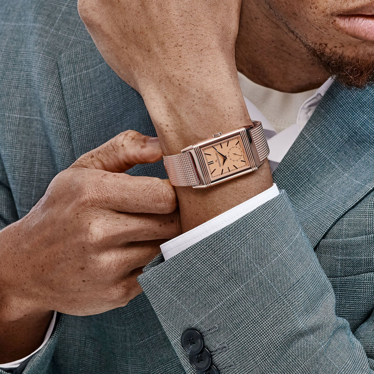 Jaeger-LeCoultre Reverso Tribute Q713216J Monoface Small Seconds Rose Gold Grained Rose Gold Dial