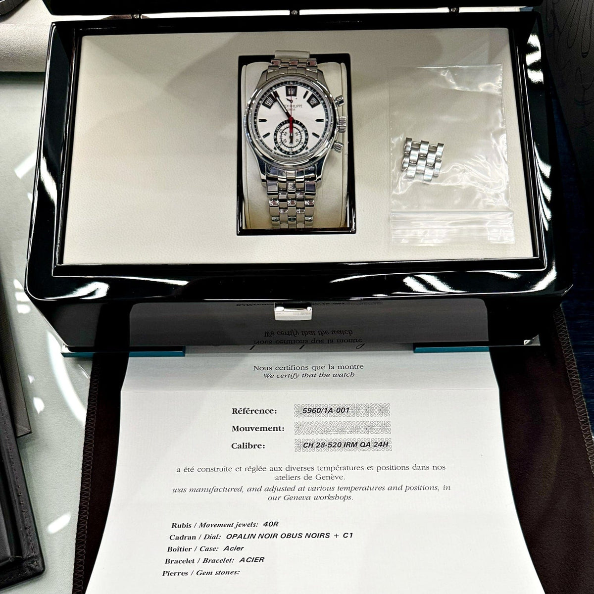 Patek Philippe 5960/1A-001 Annual Calendar Chronograph Stainless Steel White Dial