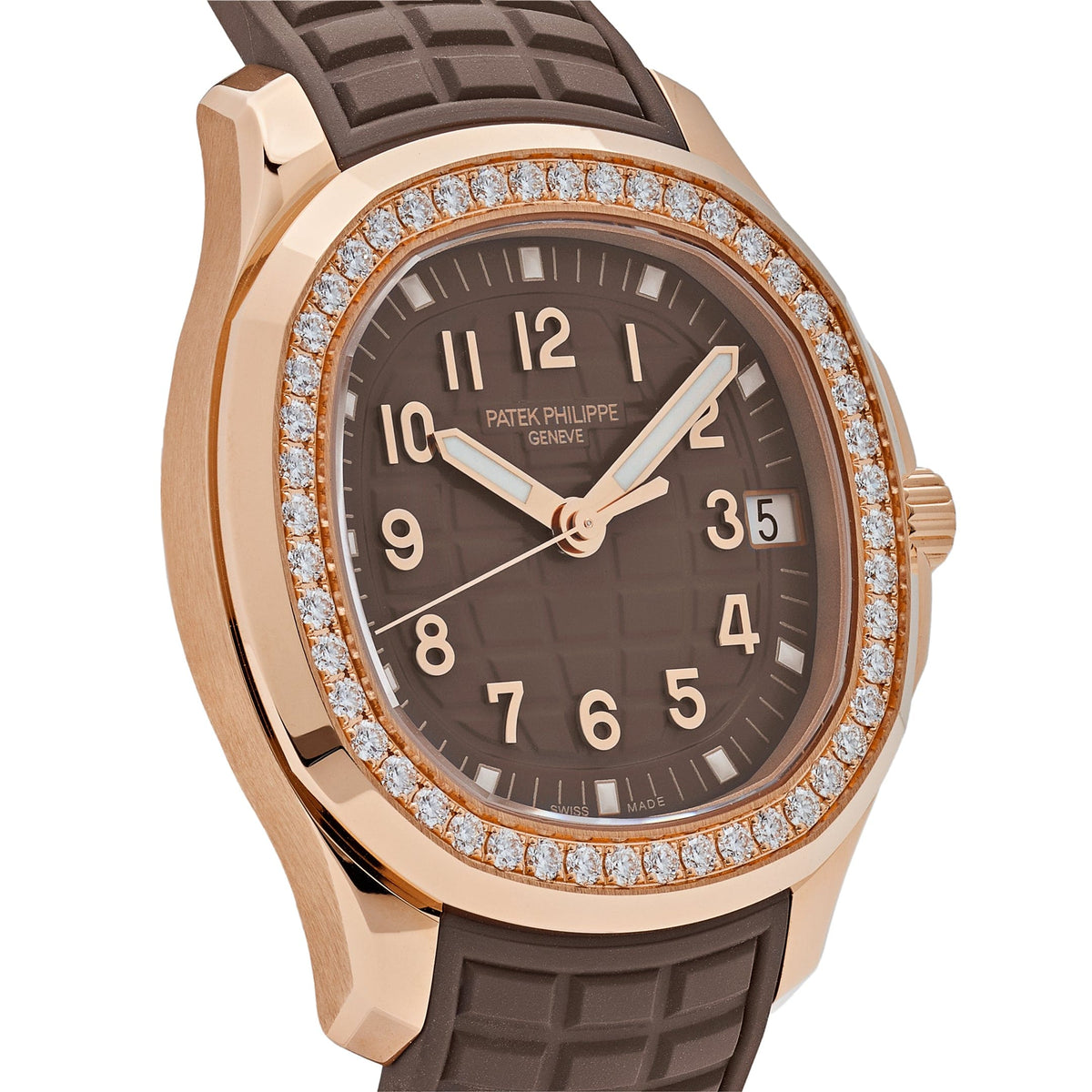 Patek Philippe Aquanaut 5268/200R-010 Rose Gold Taupe Brown Dial Diamond Bezel