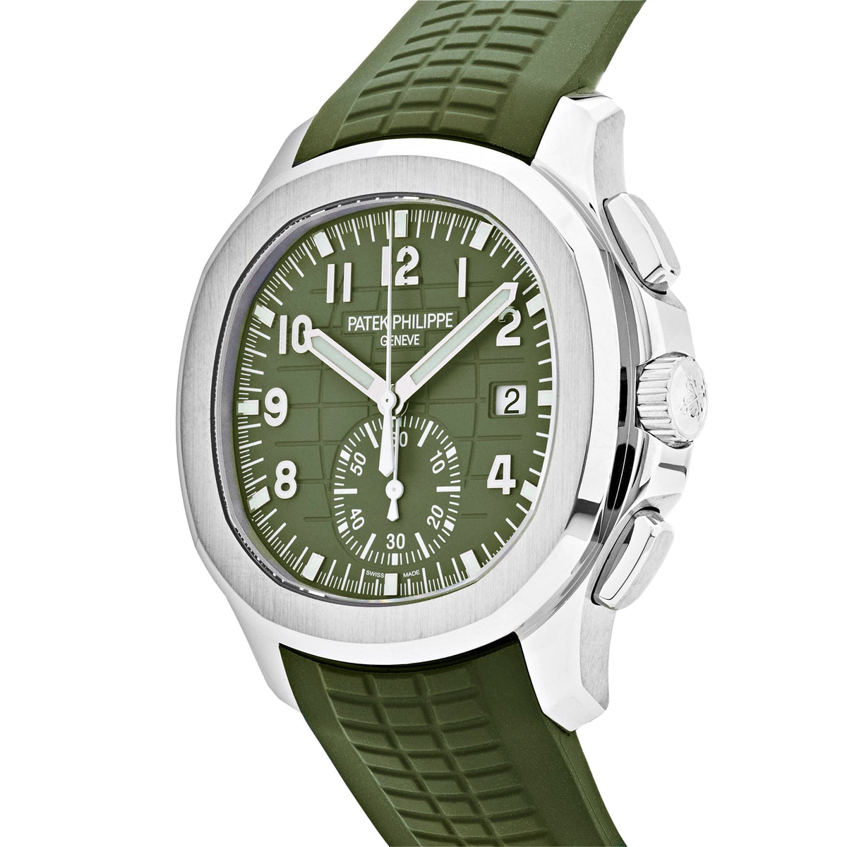 Patek Philippe Aquanaut 5968G-010 Chronograph White Gold Khaki Green Dial