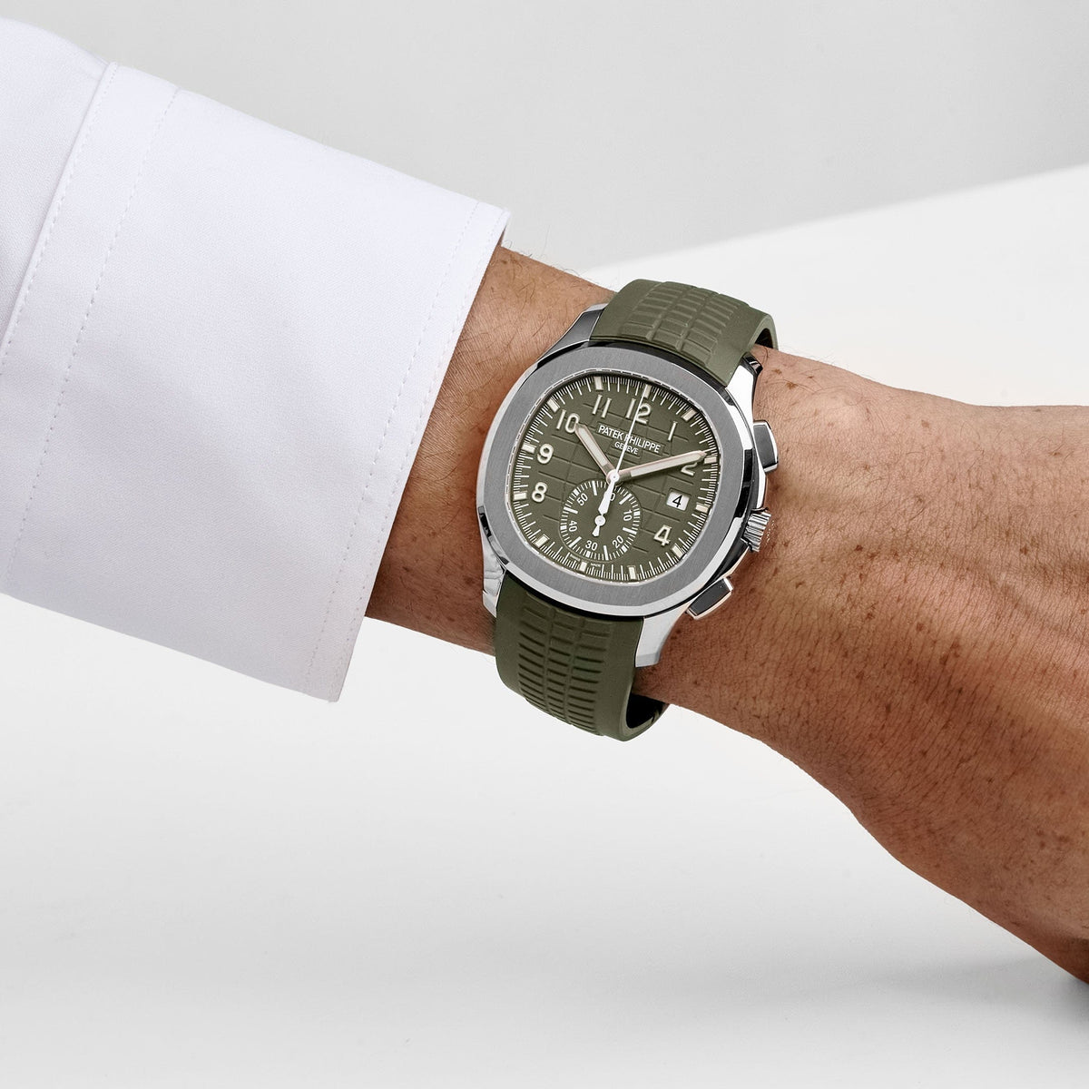 Patek Philippe Aquanaut 5968G-010 Chronograph White Gold Khaki Green Dial Uncut