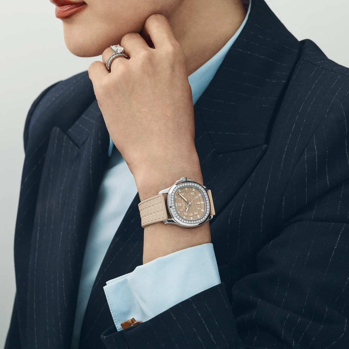 Patek Philippe Aquanaut Luce 5067A-020 'Ladies' Stainless Steel Honey Beige Dial Diamond Bezel