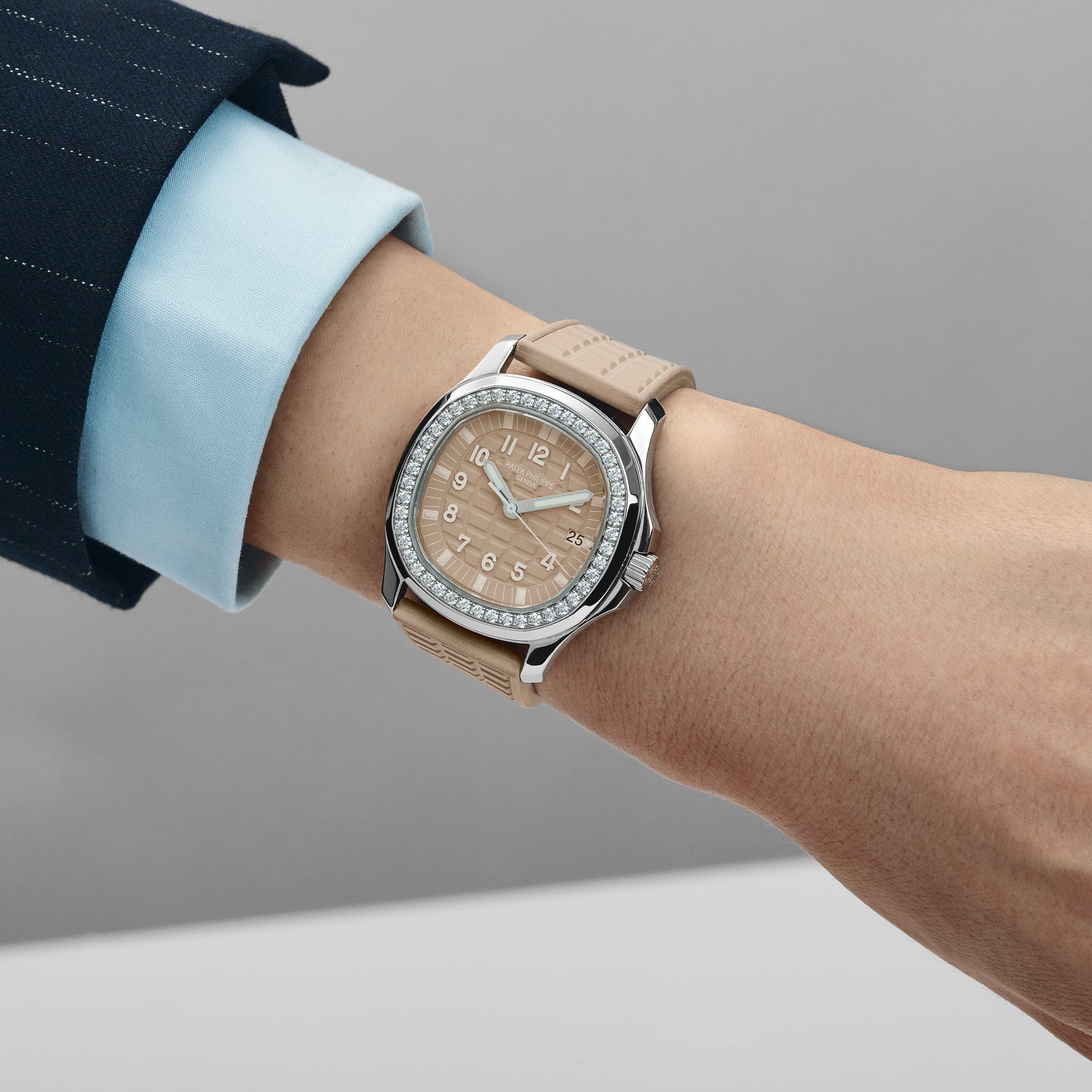 Patek Philippe Aquanaut Luce 5067A-020 'Ladies' Stainless Steel Honey Beige Dial Diamond Bezel