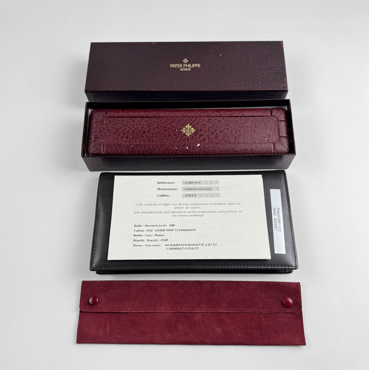Patek Philippe Calatrava 5298P-012 Platinum Black Diamond Dial Diamond Bezel (2015)