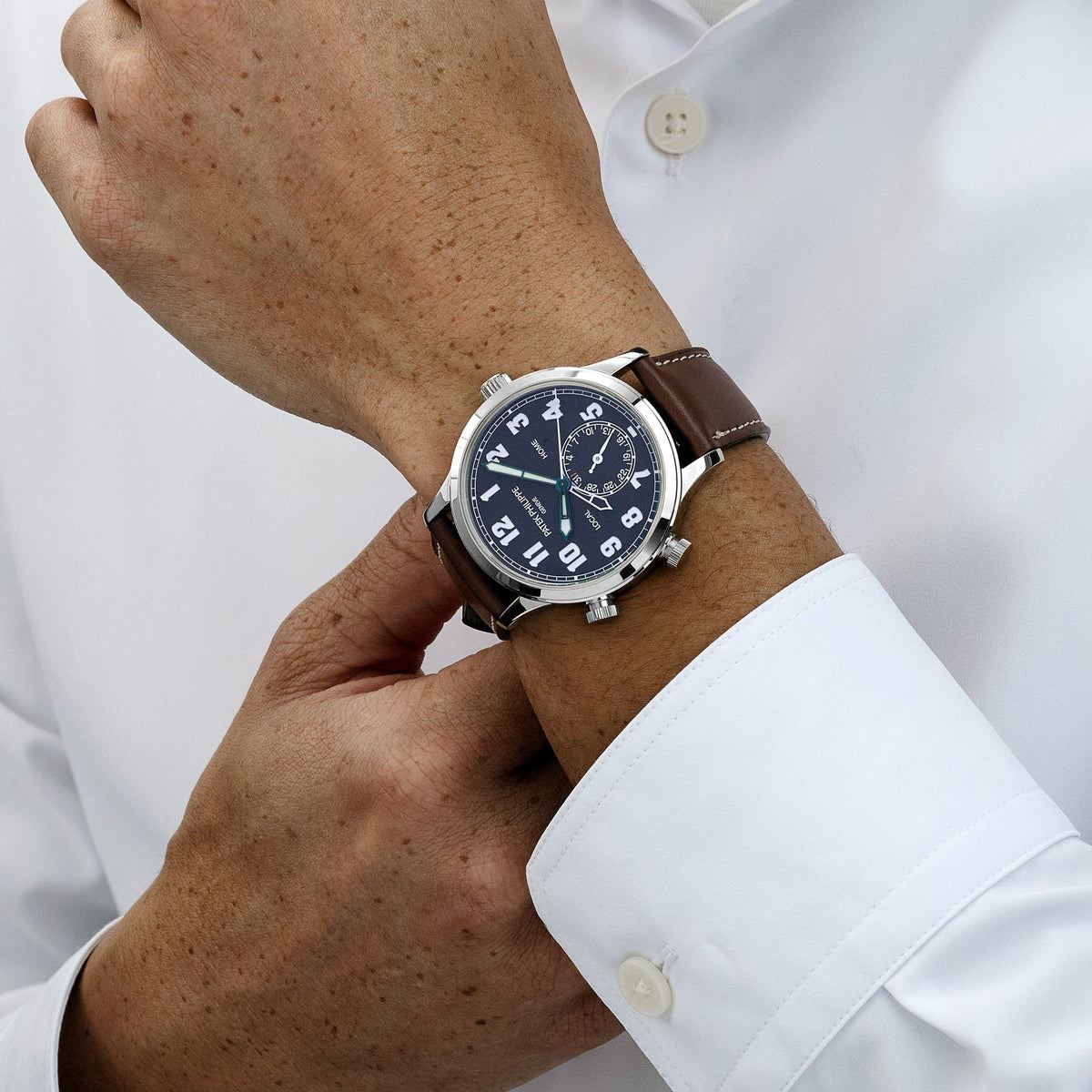 Patek Philippe Calatrava 5524G-001 'Pilot' Travel Time White Gold Blue Dial