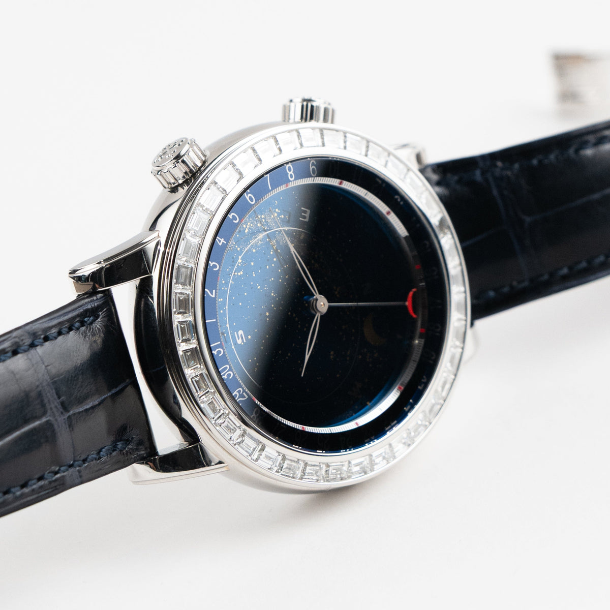 Patek Philippe Celestial Joaillerie Grand Complications 6104P-010 Platinum Blue Dial Diamond Baguette Bezel (2025)