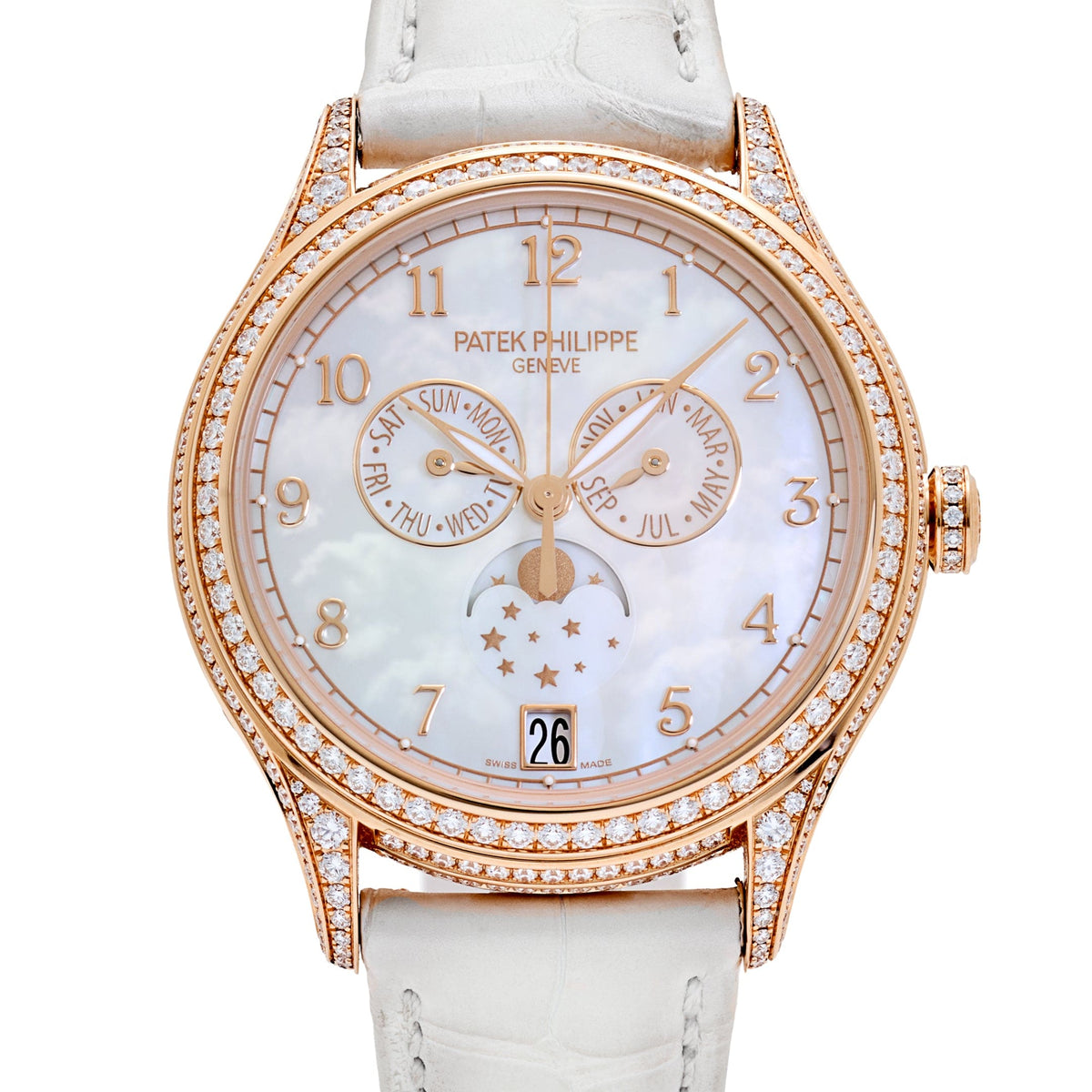 Patek Philippe Complications 4948R-001 'Ladies' Annual Calendar Moon Phases Rose Gold Mother of Pearl Dial Diamond Bezel (2025)
