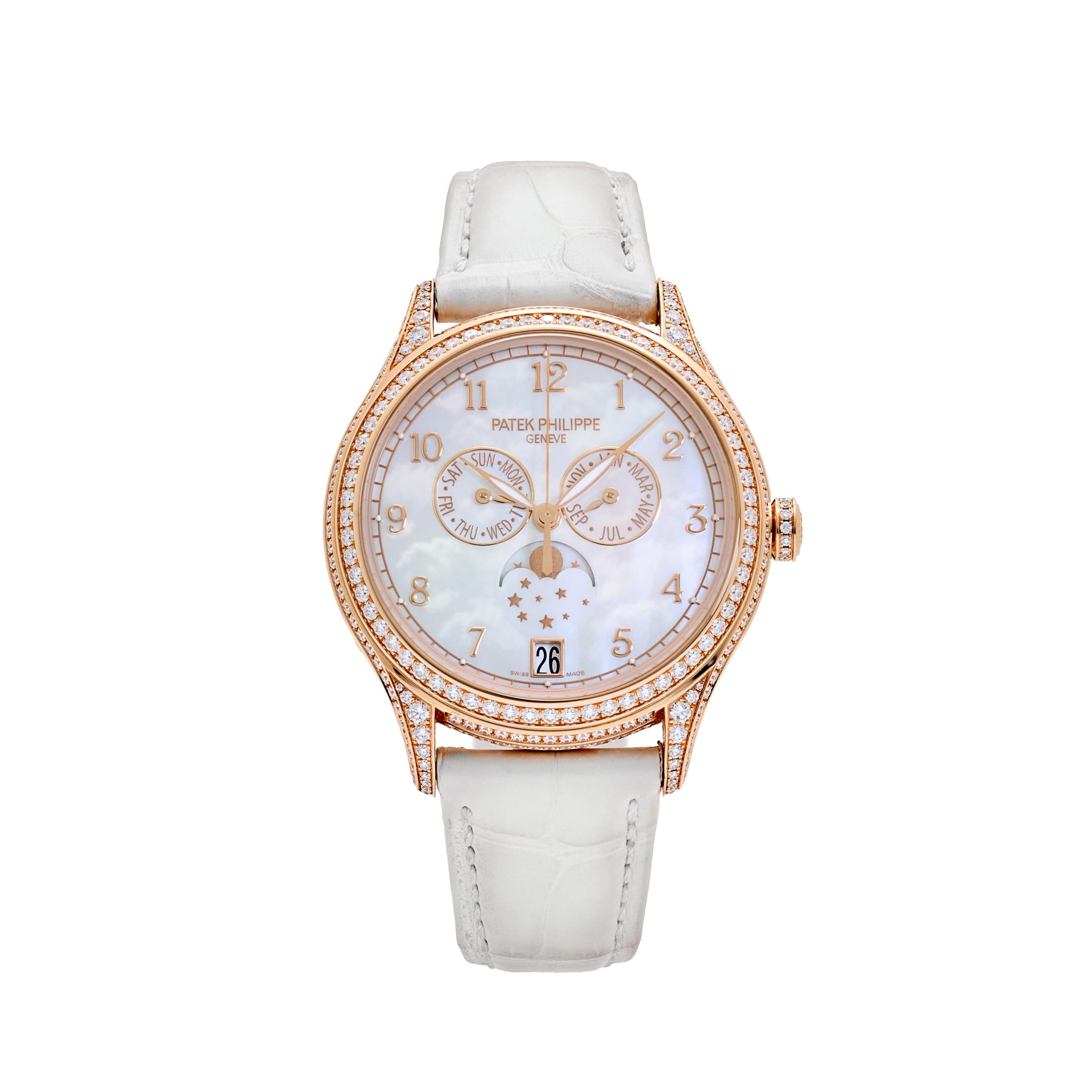 Patek Philippe Complications 4948R-001 'Ladies' Annual Calendar Moon Phases Rose Gold Mother of Pearl Dial Diamond Bezel (2025)
