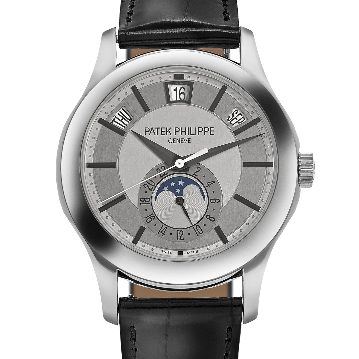 Patek Philippe Complications 5205G-001 Annual Calendar White Gold Silver Dial
