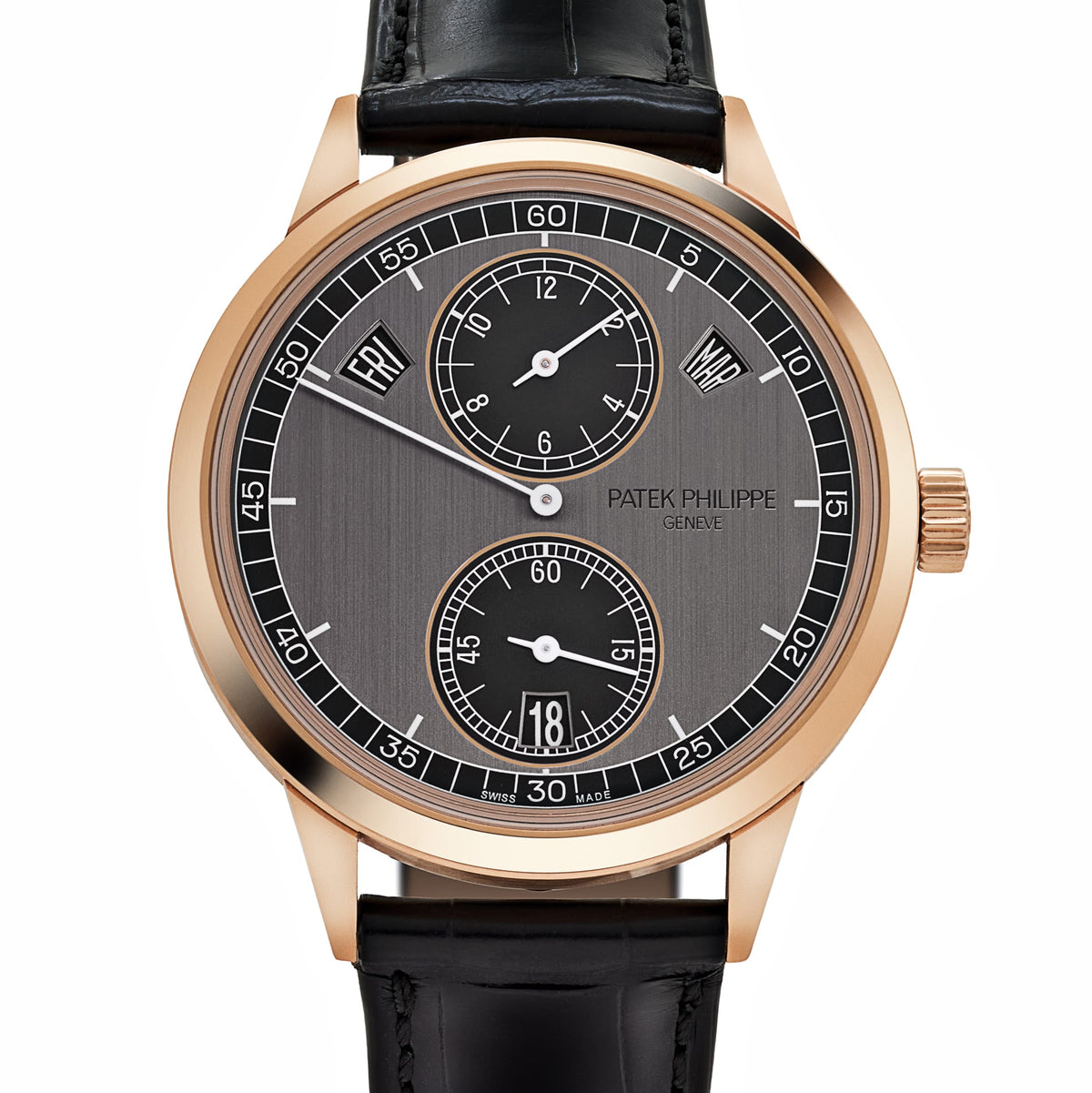 Patek Philippe Complications 5235/50R-001 Annual Calendar Regulator Display Rose Gold Gray Dial