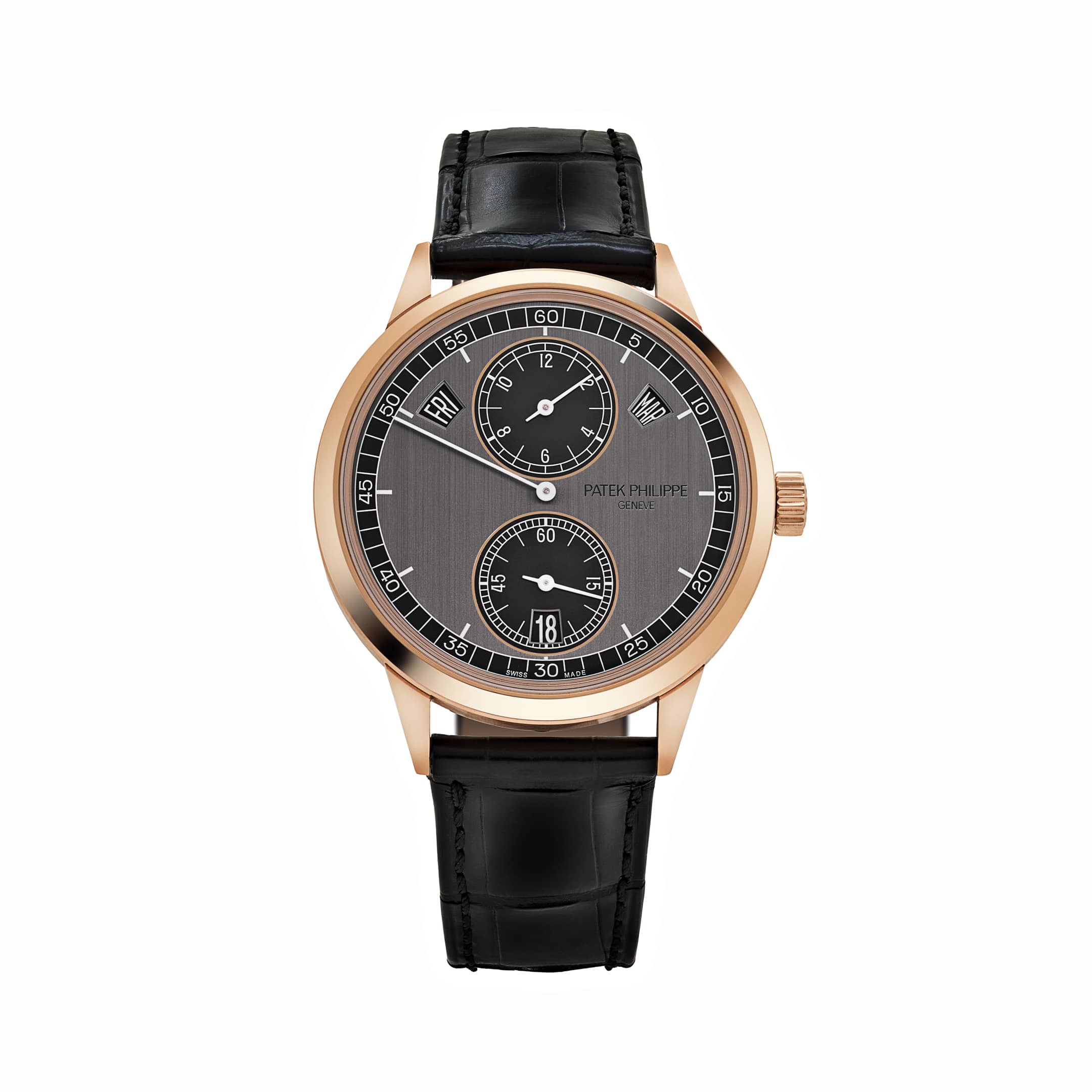 Patek Philippe Complications 5235/50R-001 Annual Calendar Regulator Display Rose Gold Gray Dial