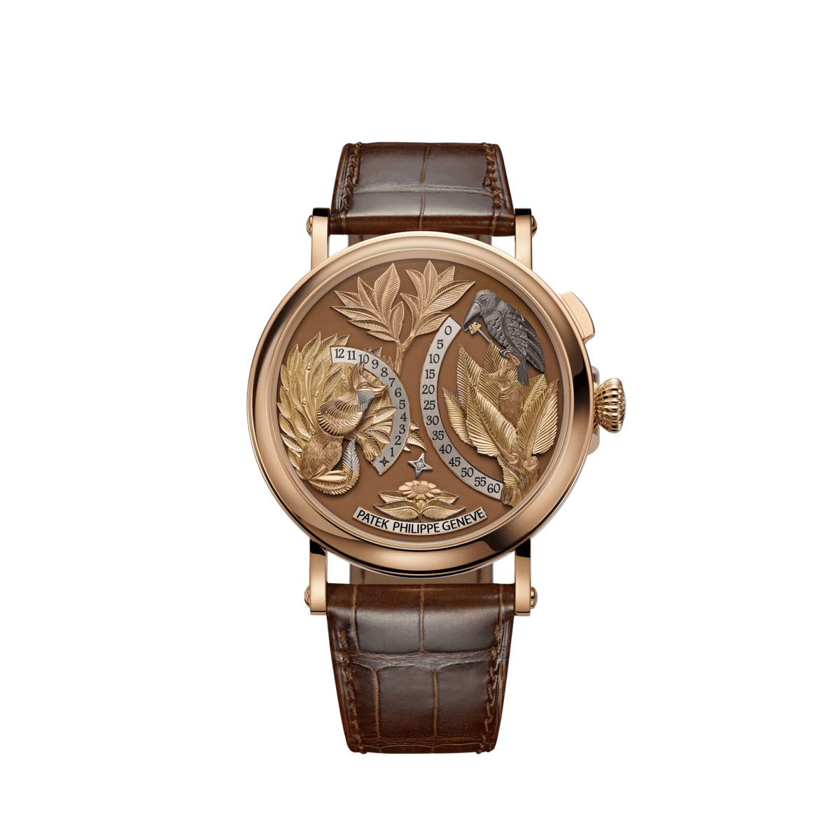 Patek Philippe Complications 5249R-001 Hours And Minutes On Demand Automaton 'The Crow and the Fox' Rose Gold Matara (2026)
