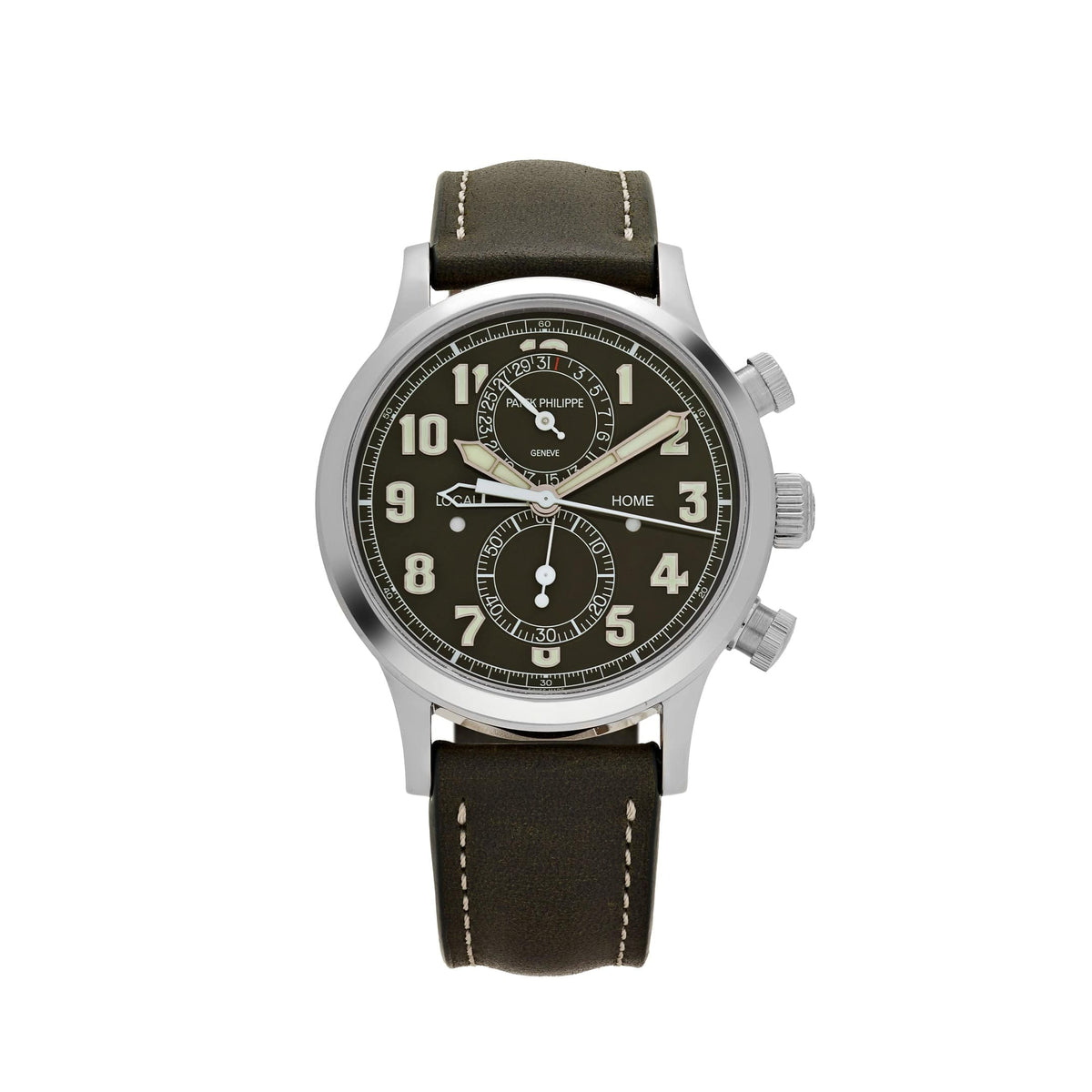 Patek Philippe Complications 5924G-010 Calatrava 'Pilot' Travel Time Chronograph White Gold Green Dial (2023)