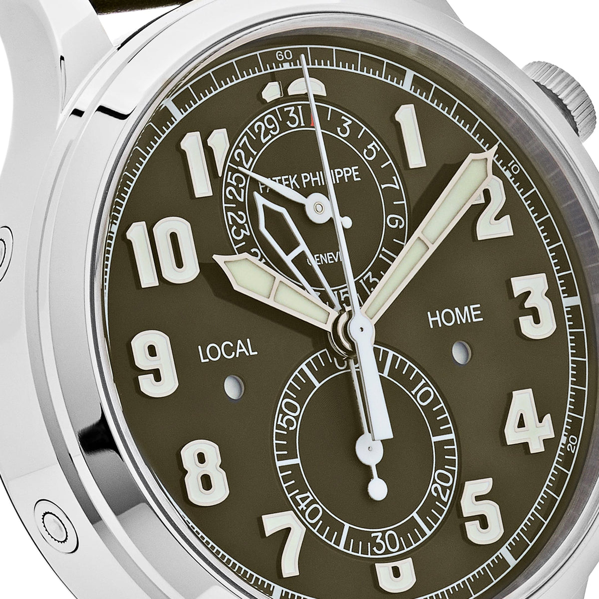 Patek Philippe Complications 5924G-010 Calatrava 'Pilot' Travel Time Chronograph White Gold Green Dial (2025)