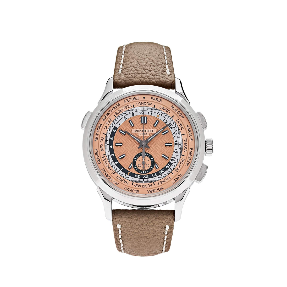 Patek Philippe Complications 5935A-001 World Time Chronograph Steel Opaline Carbon Motif Dial (2026)
