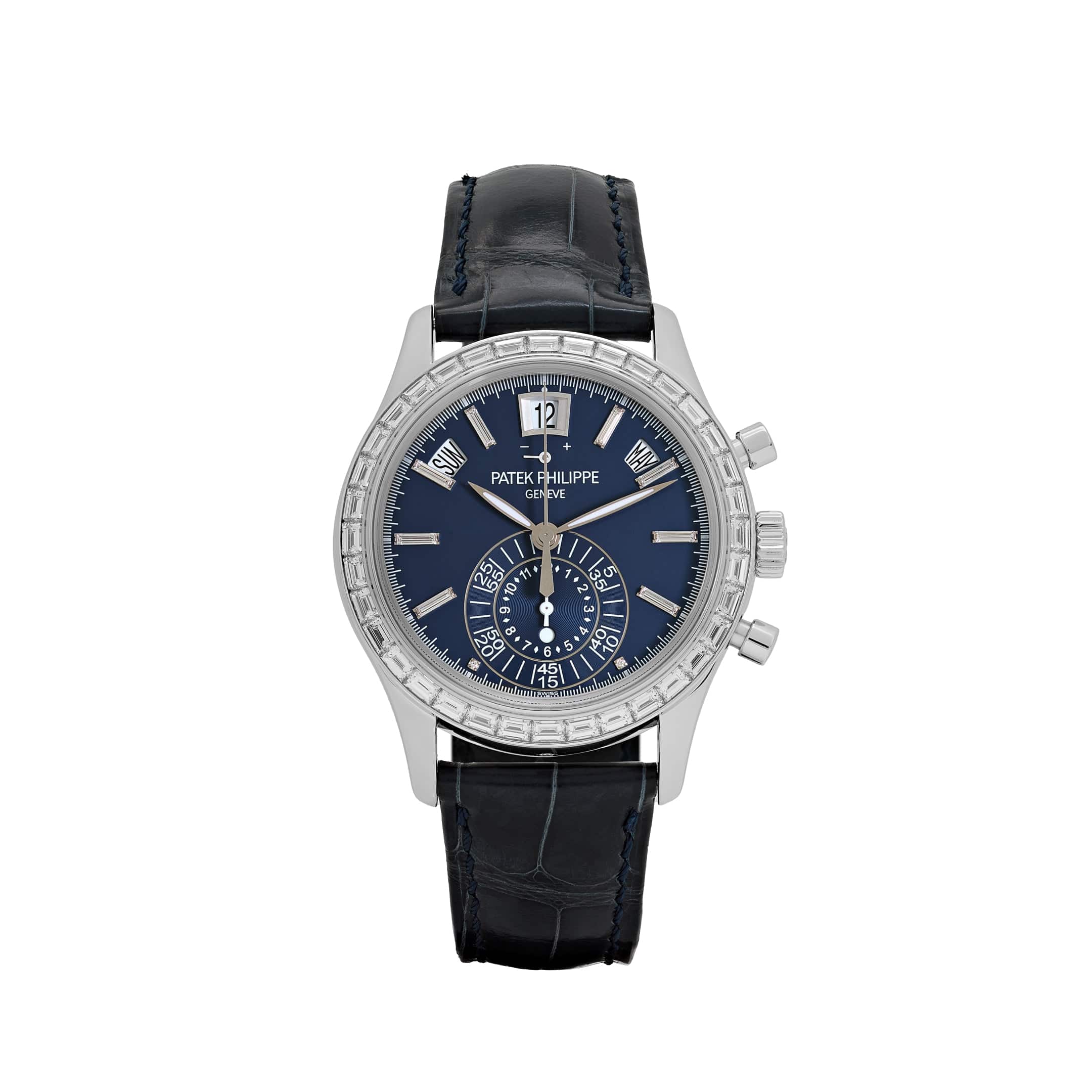Patek Philippe Complications 5961P-001 Annual Calendar Platinum Blue Diamond Baguette Dial Diamond Baguette Bezel (2023)