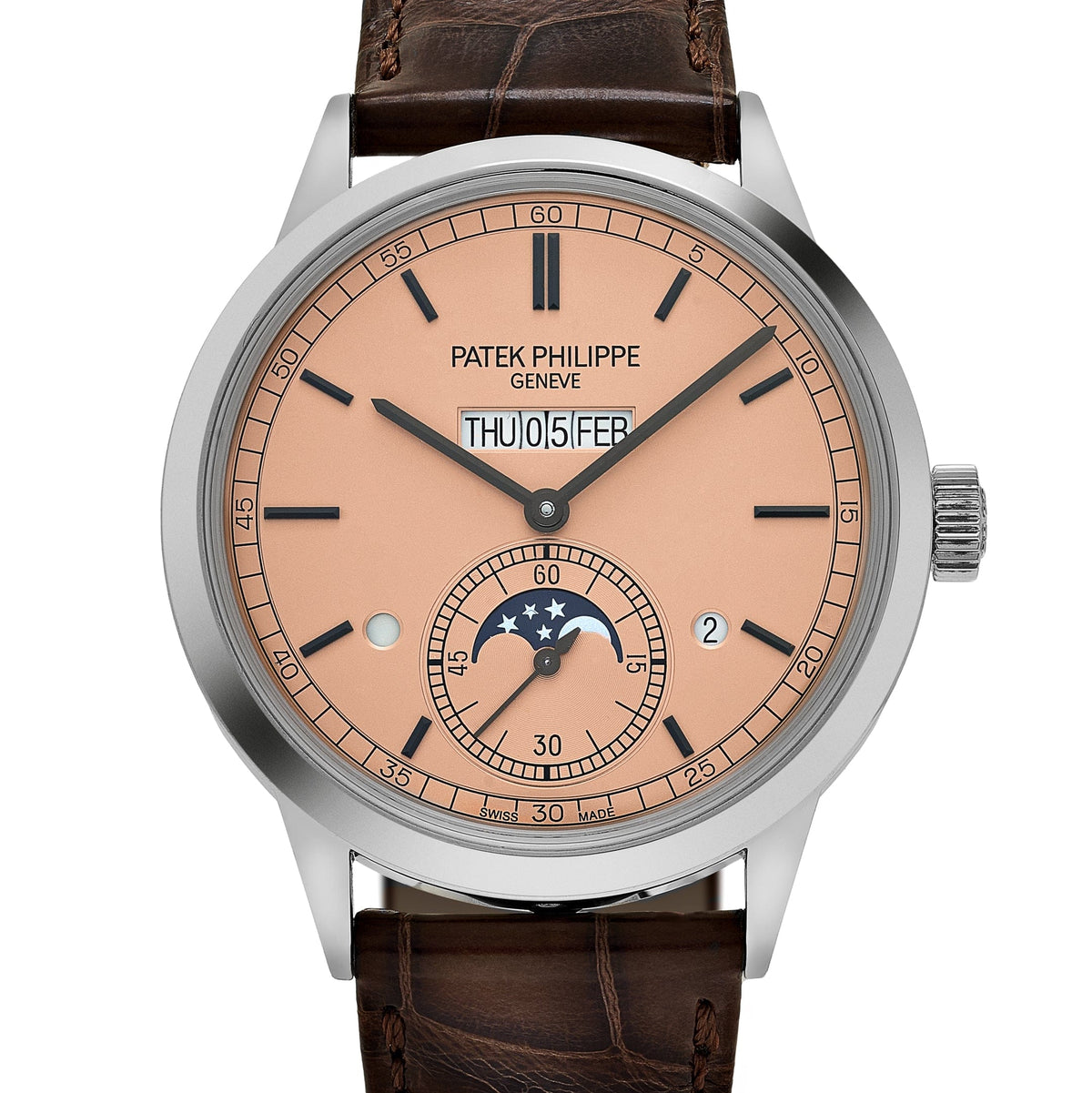 Patek Philippe Grand Complications 5236P-010 In-Line Perpetual Calendar Platinum Salmon Dial (2025)