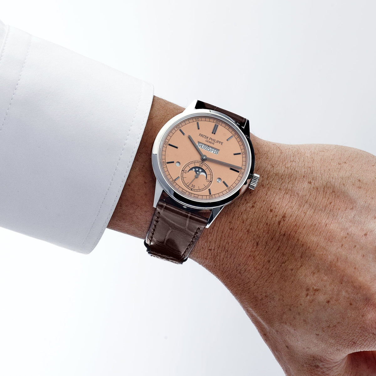 Patek Philippe Grand Complications 5236P-010 In-Line Perpetual Calendar Platinum Salmon Dial (2025)