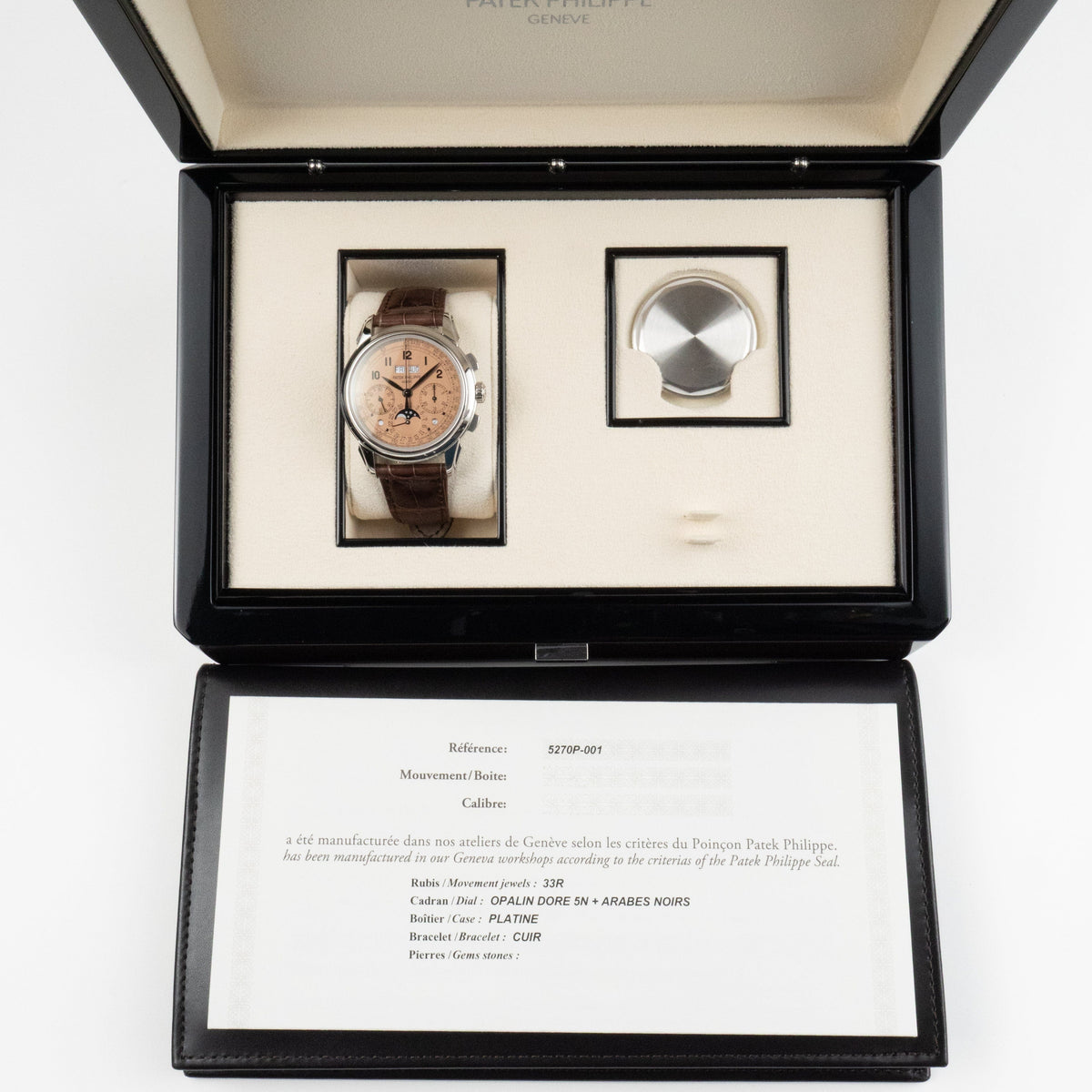 Patek Philippe Grand Complications 5270P-001 Perpetual Calendar Chronograph Platinum Salmon Dial