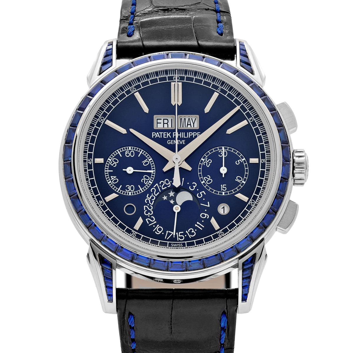 Patek Philippe Grand Complications 5271/11P-010 Perpetual Calendar Chronograph Platinum Baguette Sapphires