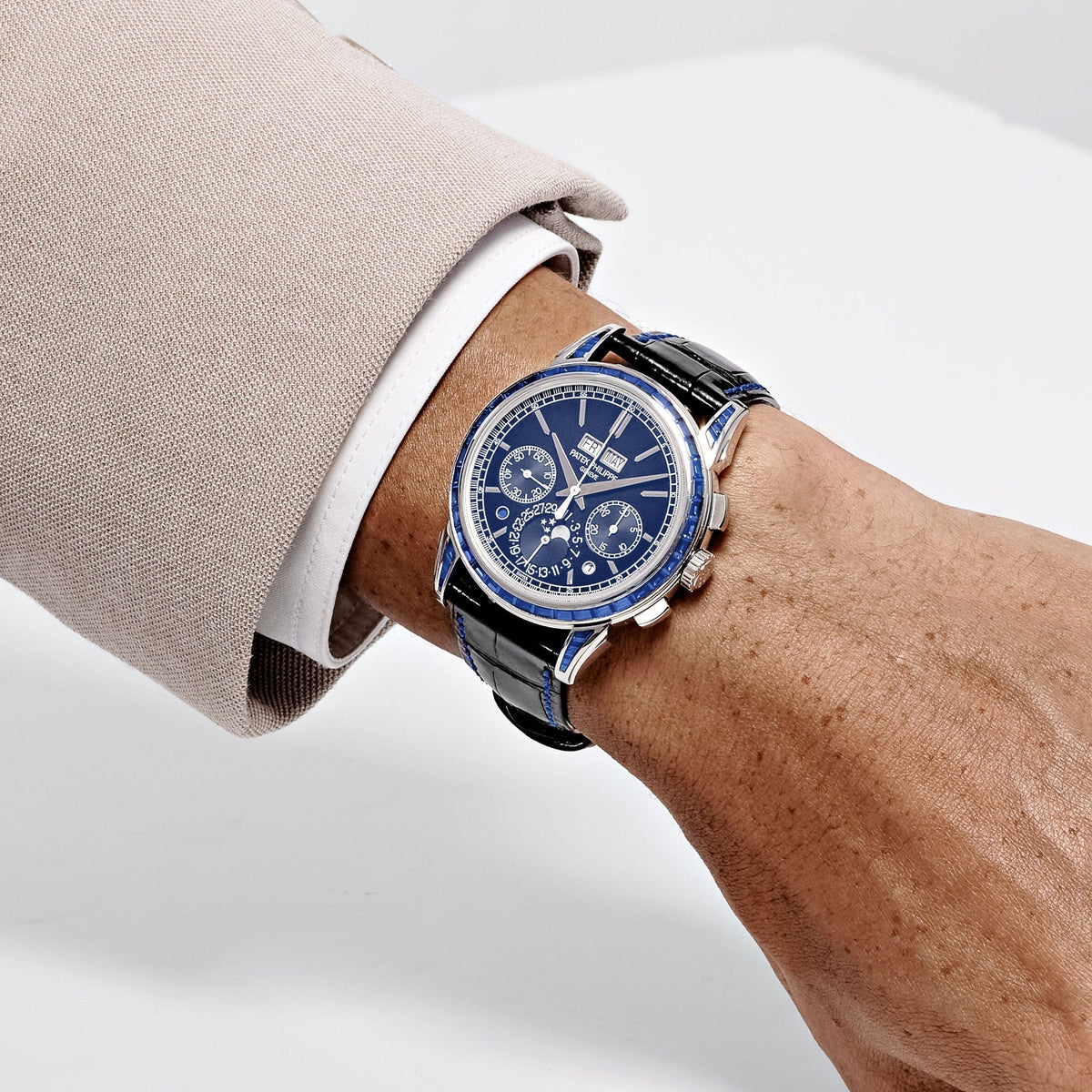 Patek Philippe Grand Complications 5271/11P-010 Perpetual Calendar Chronograph Platinum Baguette Sapphires