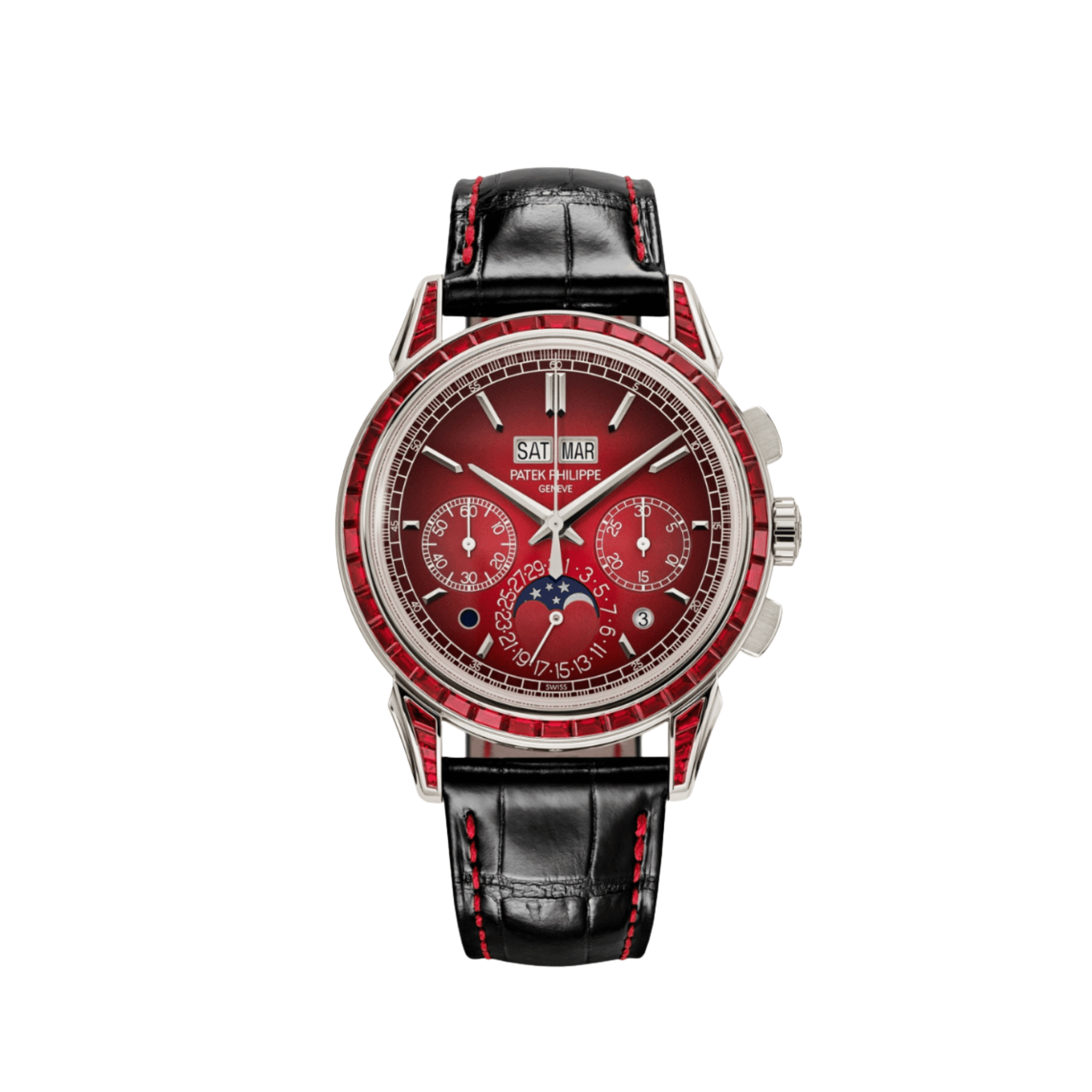 Patek Philippe Grand Complications 5271/12P-010 Perpetual Calendar Chronograph Platinum Baguette Rubies