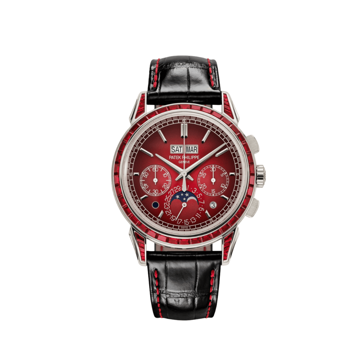 Patek Philippe Grand Complications 5271/12P-010 Perpetual Calendar Chronograph Platinum Baguette Rubies