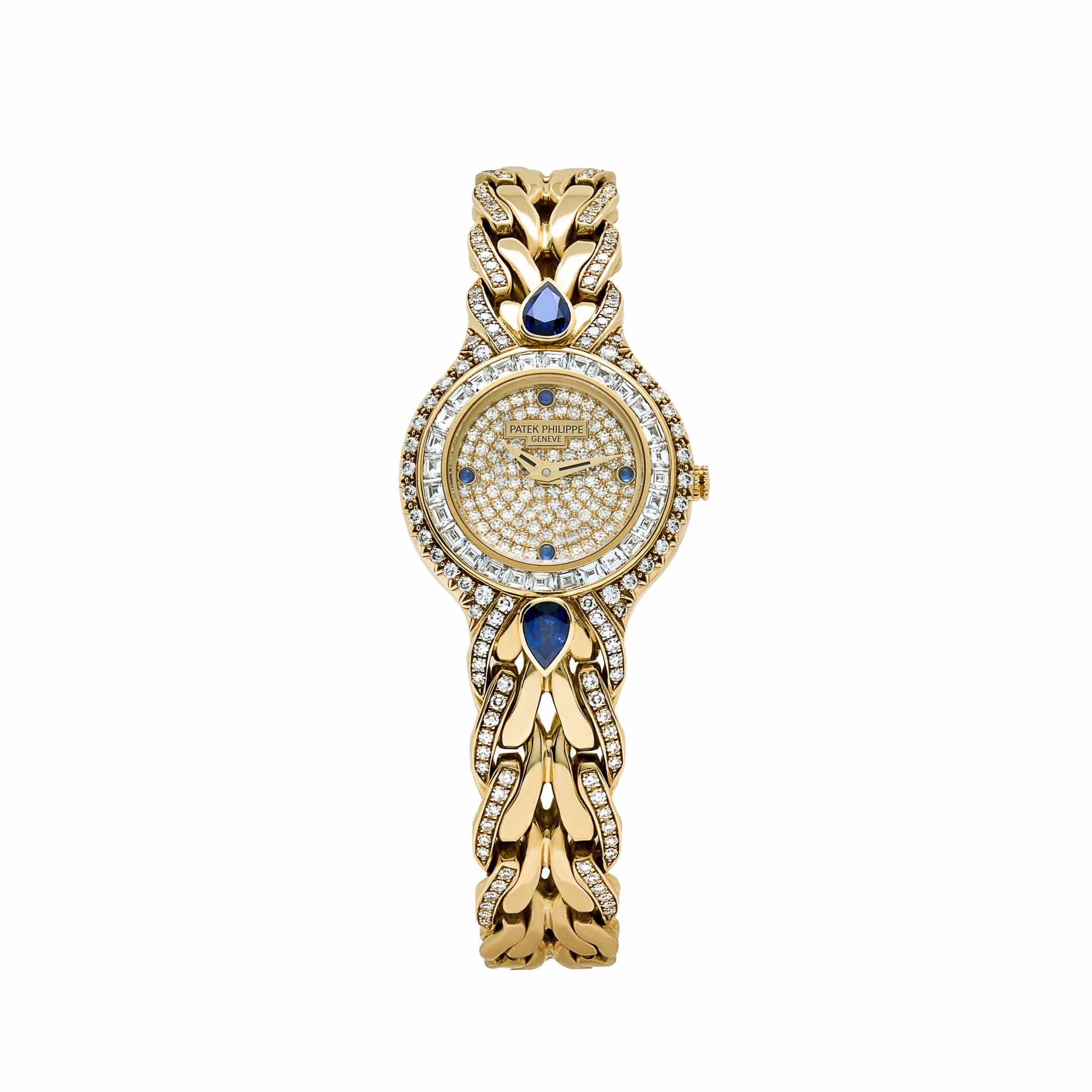 Patek Philippe La Flamme 4818/11 'Ladies' Yellow Gold Diamonds Blue Sapphires Quartz
