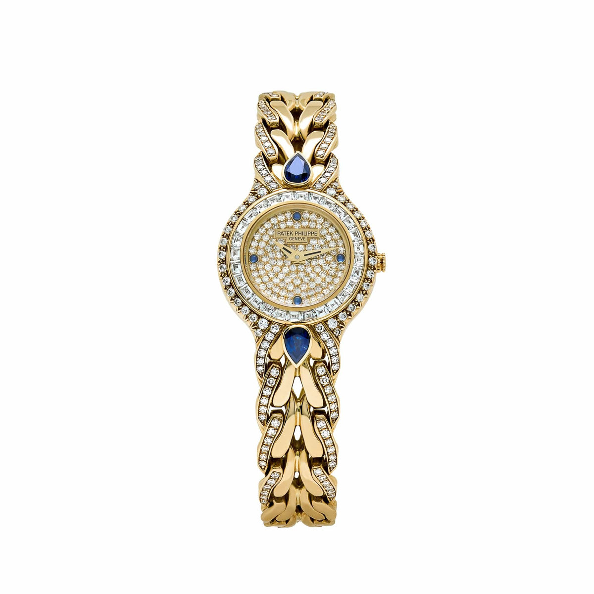 Patek Philippe La Flamme 4818/11 'Ladies' Yellow Gold Diamonds Blue Sapphires Quartz