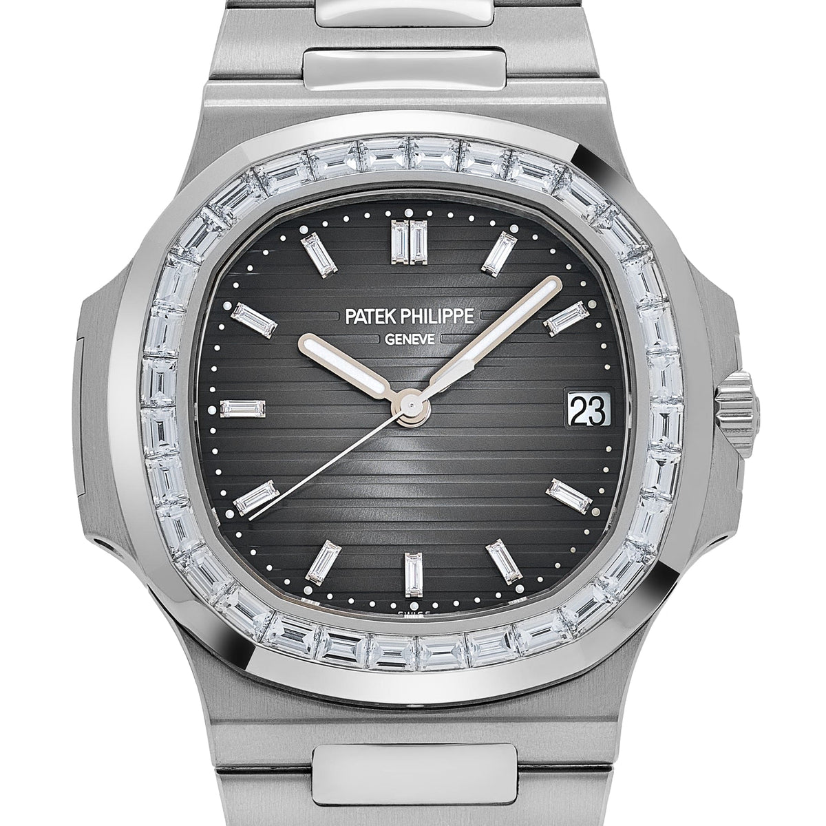 Patek Philippe Nautilus 5711/110P-001 Platinum Grey Diamond Baguette Dial Diamond Baguette Bezel