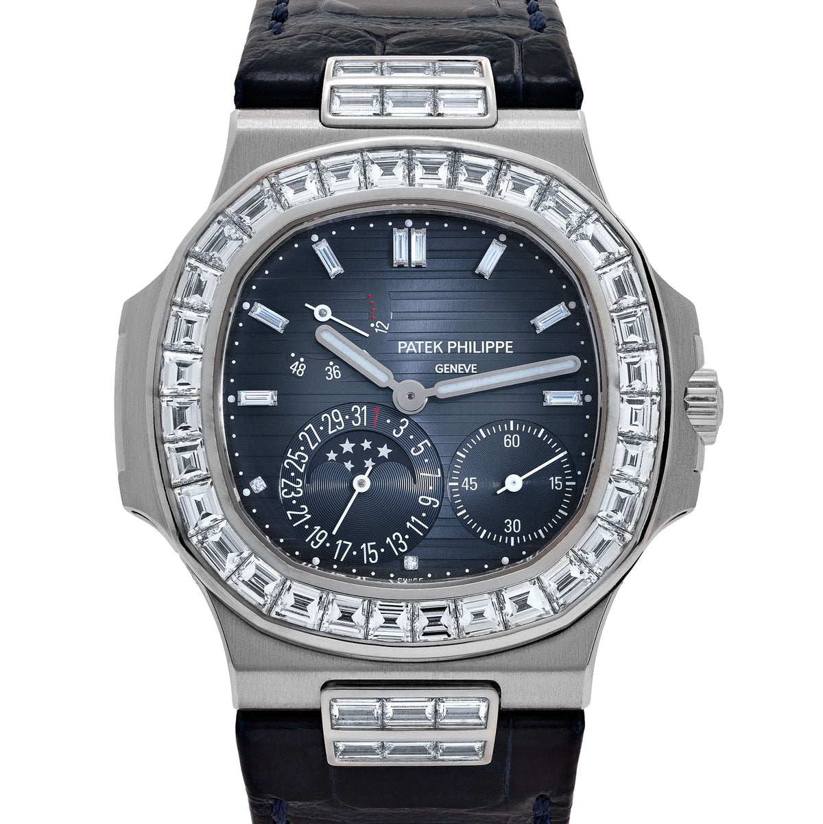 Patek Philippe Nautilus 5724G-001 White Gold Blue Diamond Dial Diamond Bezel (2017)