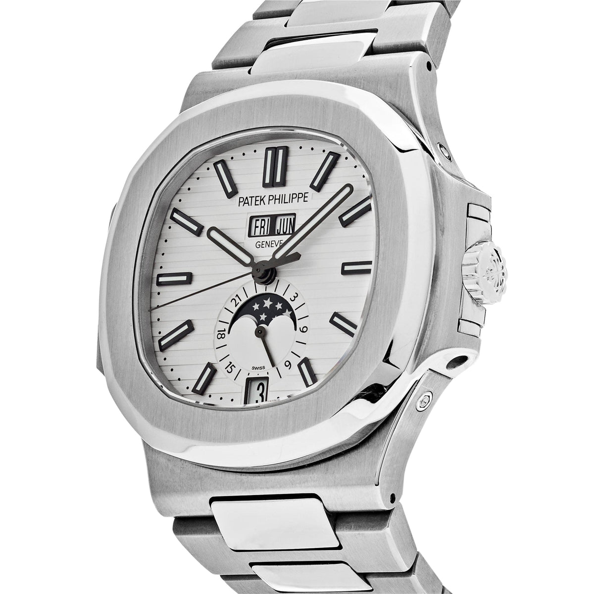 Patek Philippe Nautilus 5726/1A-010 Annual Calendar Moon Phases Stainless Steel White Dial