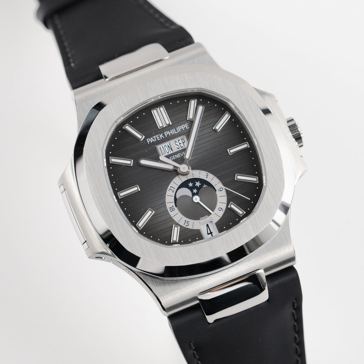 Patek Philippe Nautilus 5726A-001 Annual Calendar Moon Phases Stainless Steel Black Dial (2025)