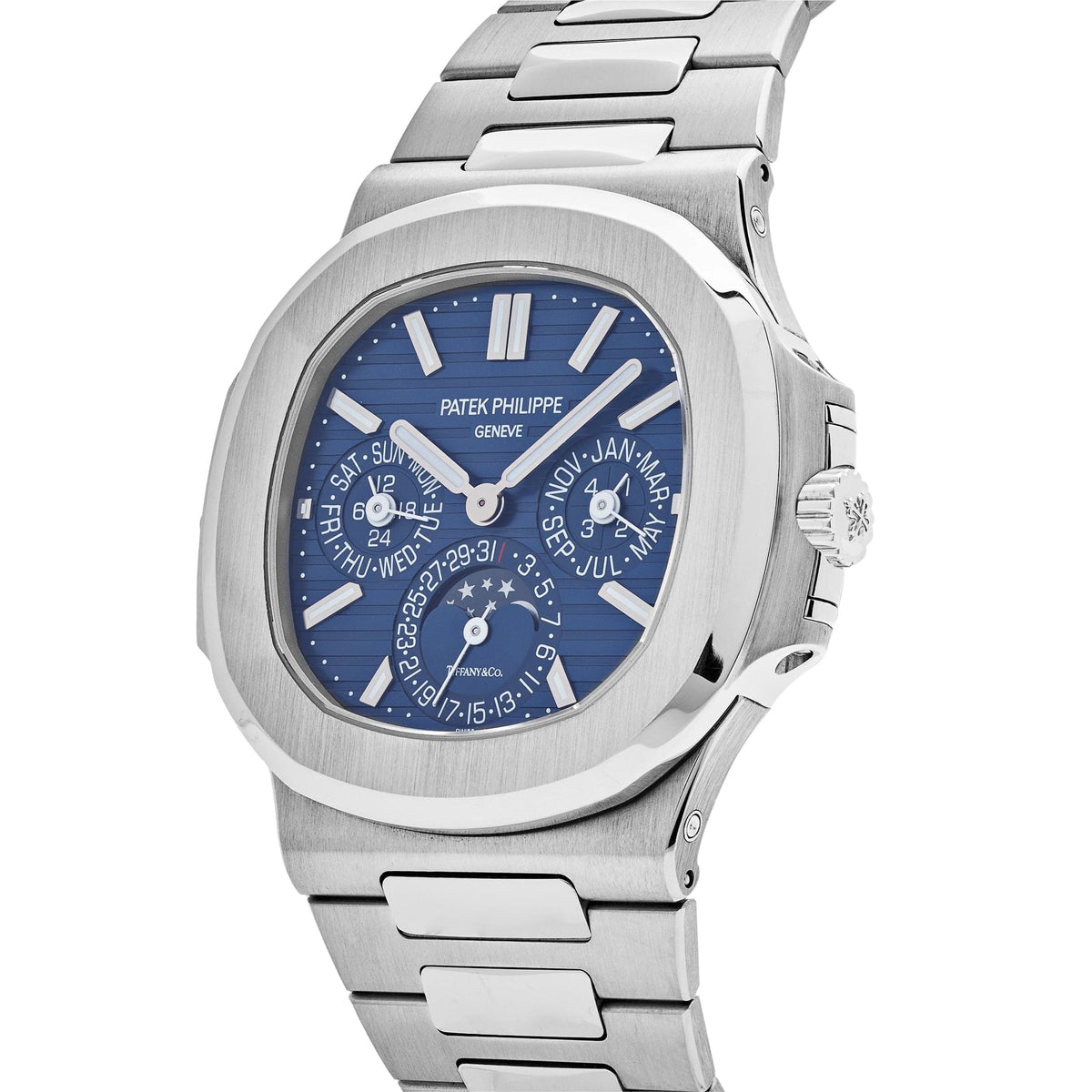 Patek Philippe Nautilus 5740/1G-001 'Tiffany & Co.' Perpetual Calendar Moon Phases White Gold Blue Dial
