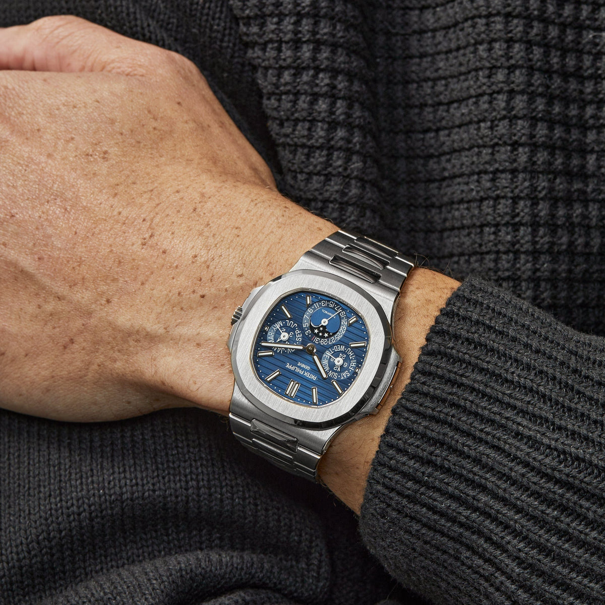 Patek Philippe Nautilus 5740/1G-001 'Tiffany & Co.' Perpetual Calendar Moon Phases White Gold Blue Dial