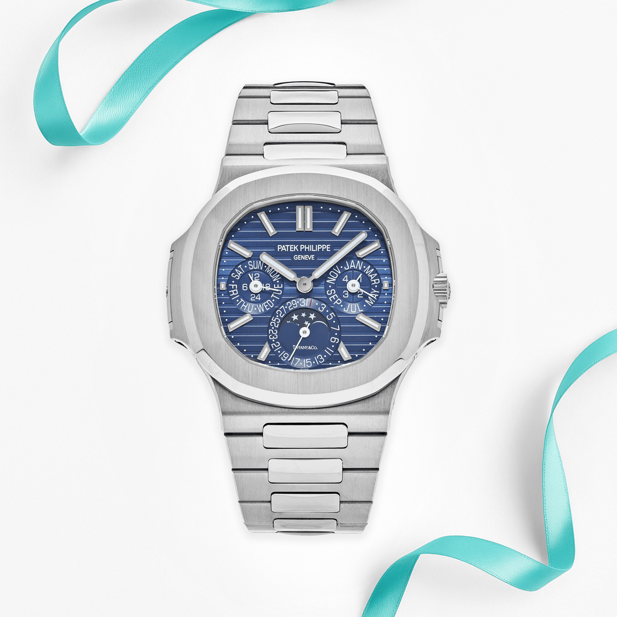 Patek Philippe Nautilus 5740/1G-001 'Tiffany & Co.' Perpetual Calendar Moon Phases White Gold Blue Dial