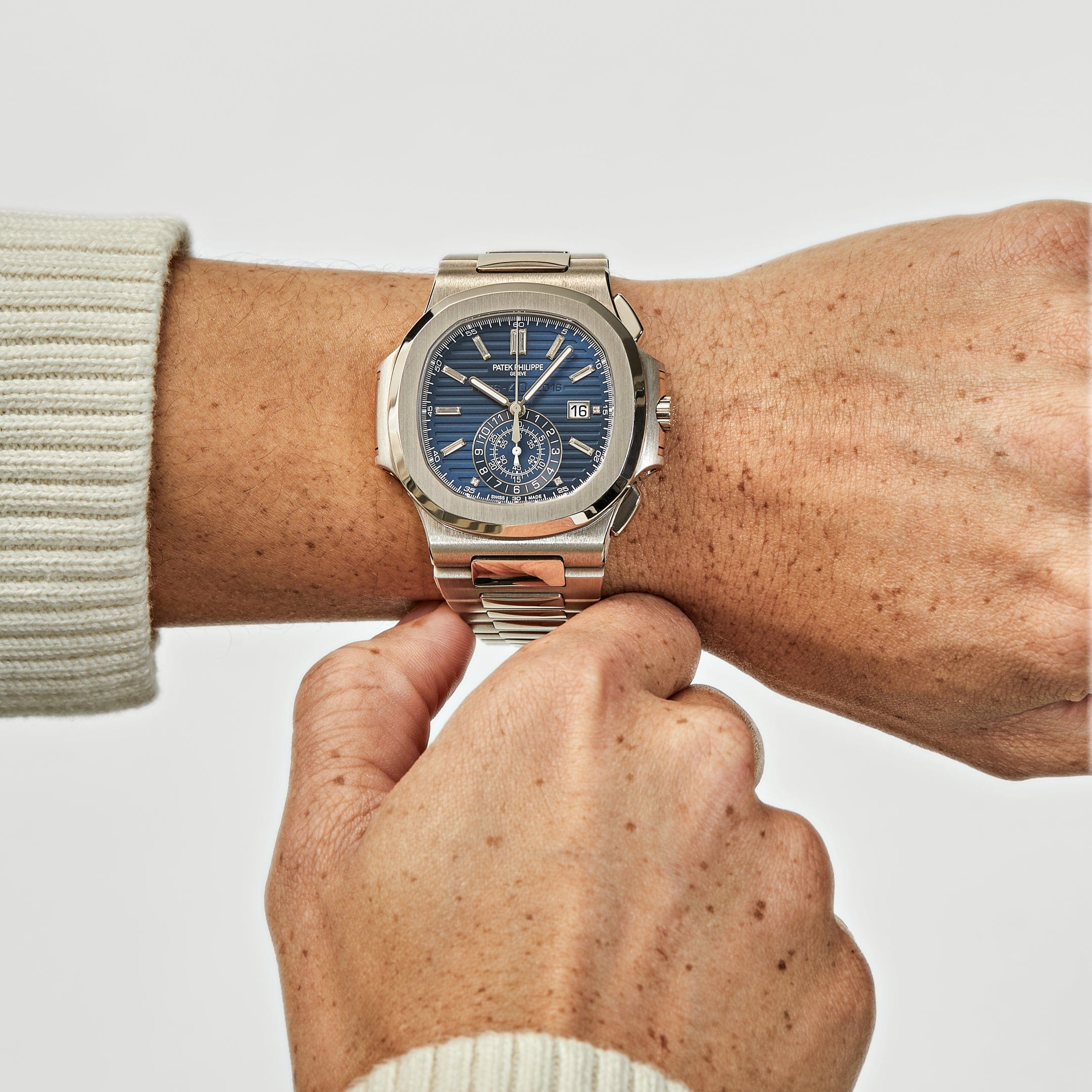 Patek Philippe Nautilus 5976/1G-001 '40th Anniversary' Chronograph White Gold Blue Diamond Dial Limited Edition