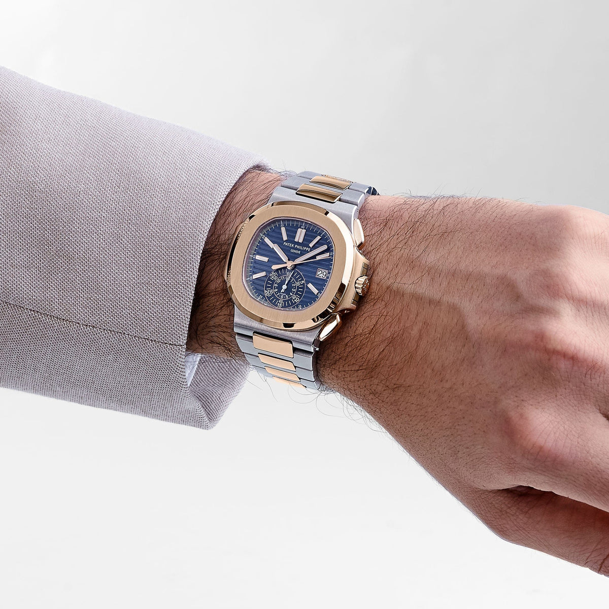 Patek Philippe Nautilus 5980/1AR-001 Chronograph Stainless Steel Rose Gold Blue Dial (2023)