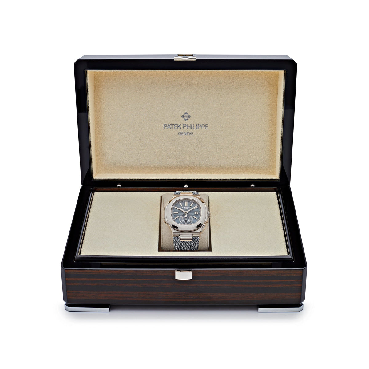 Patek Philippe Nautilus 5980/60G-001 'Denim' Flyback Chronograph White Gold Blue-Gray Dial (2024)