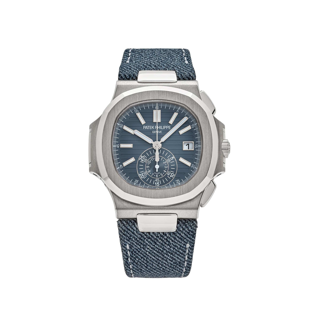 Patek Philippe Nautilus 5980/60G-001 'Denim' Flyback Chronograph White Gold Blue-Gray Dial (2024)