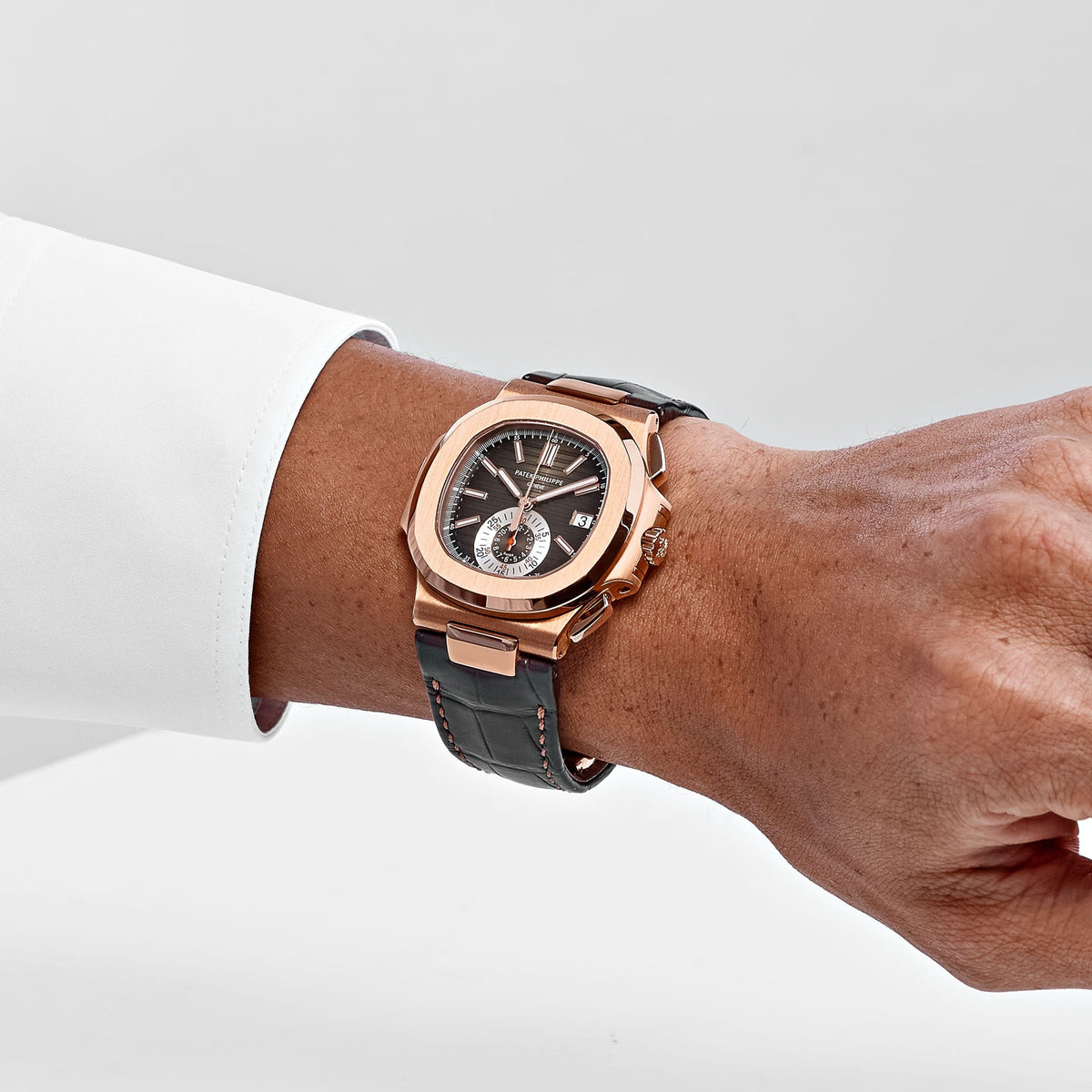 Patek Philippe Nautilus 5980R-001 Chronograph Rose Gold Brown Dial
