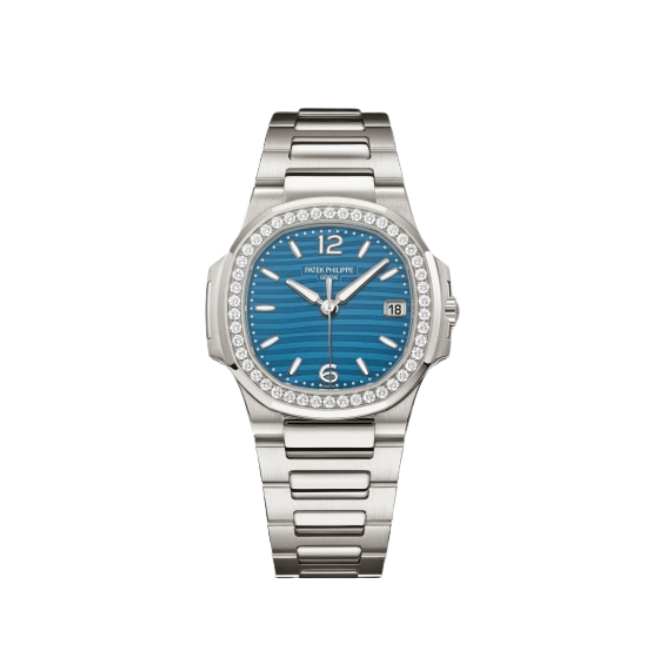 Patek Philippe Nautilus 7010/1G-013 'Ladies' White Gold Blue Dial Diamond Bezel (2025)