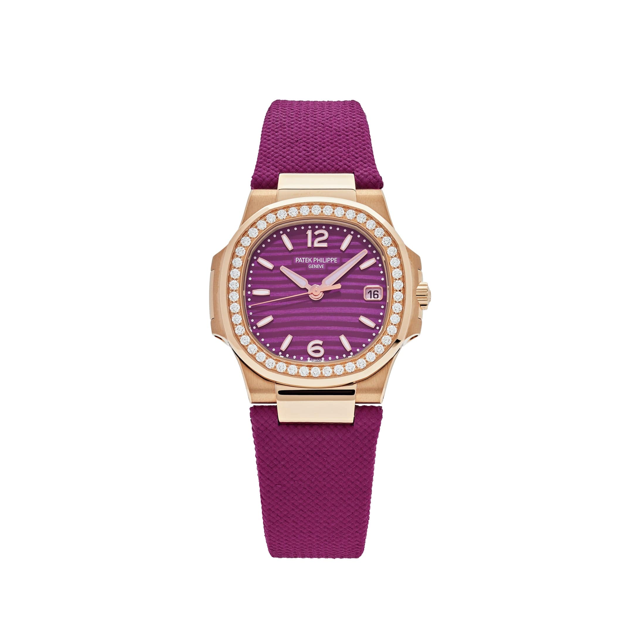 Patek Philippe Nautilus 7010R-013 'Ladies' Rose Gold Purple Dial Diamond Bezel