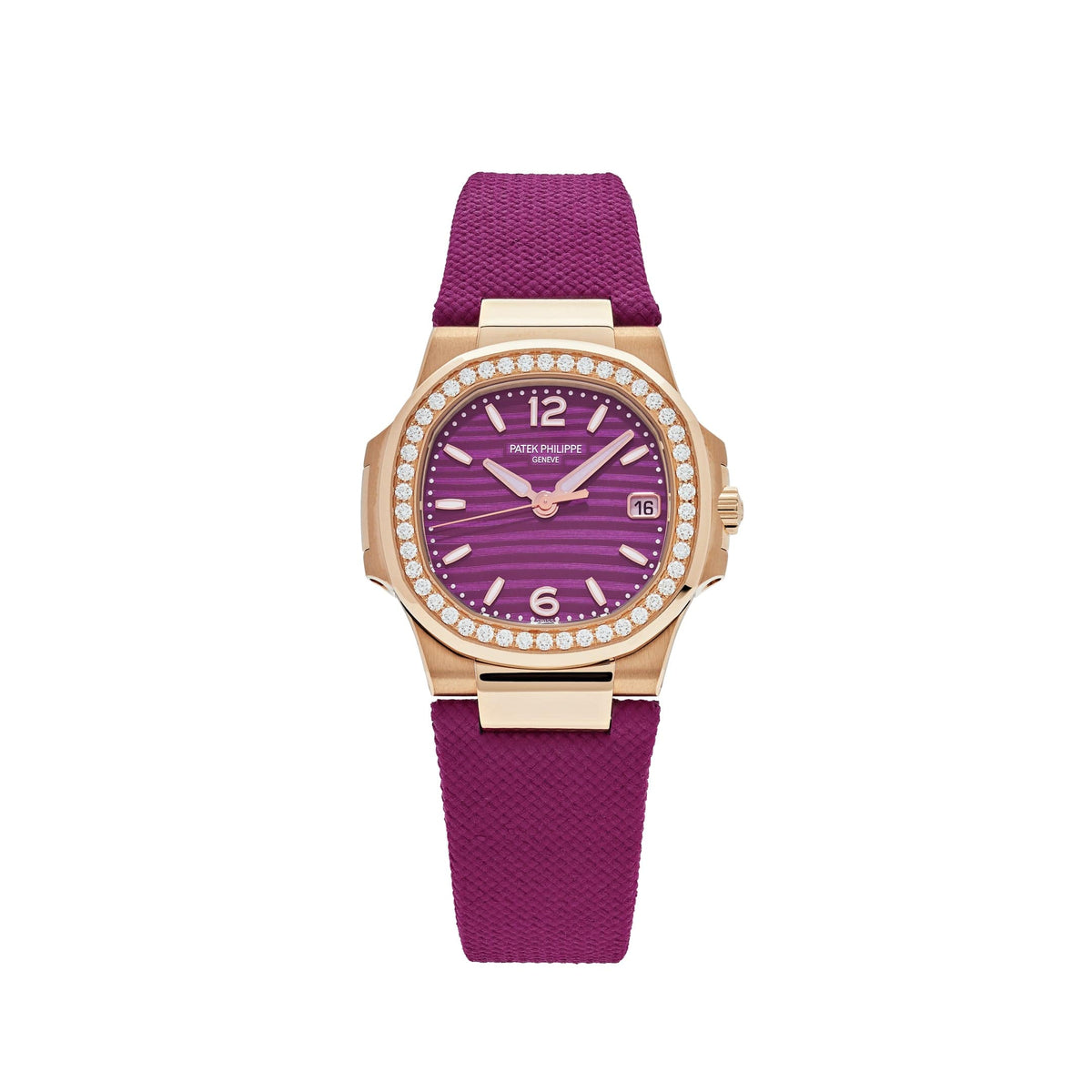 Patek Philippe Nautilus 7010R-013 'Ladies' Rose Gold Purple Dial Diamond Bezel