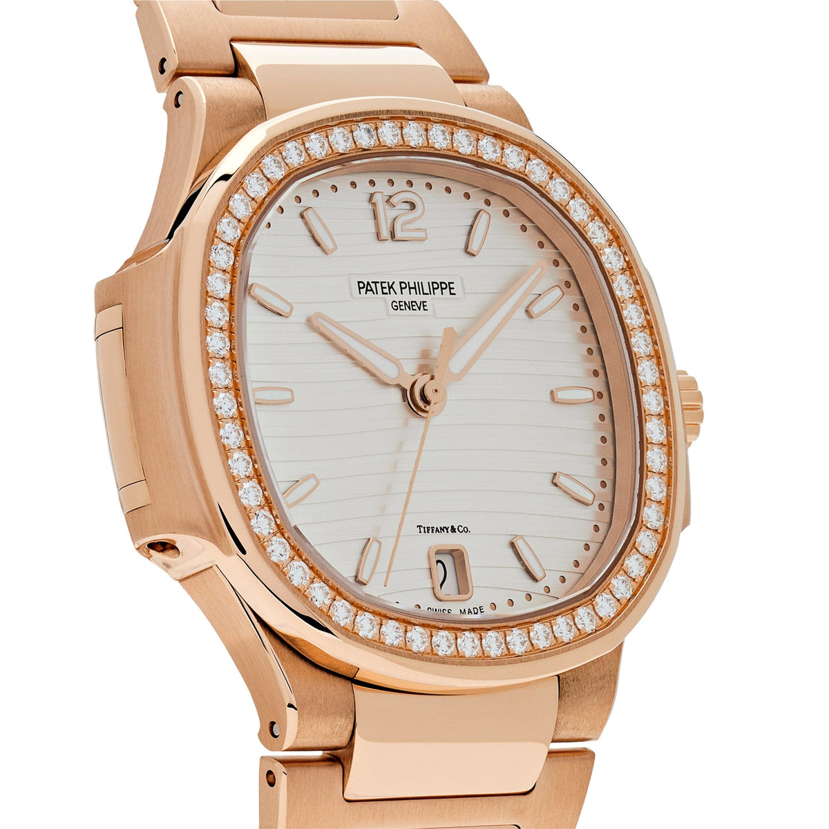 Patek Philippe Nautilus 7118/1200R-001 'Ladies Automatic Tiffany & Co.' Rose Gold Diamond Bezel