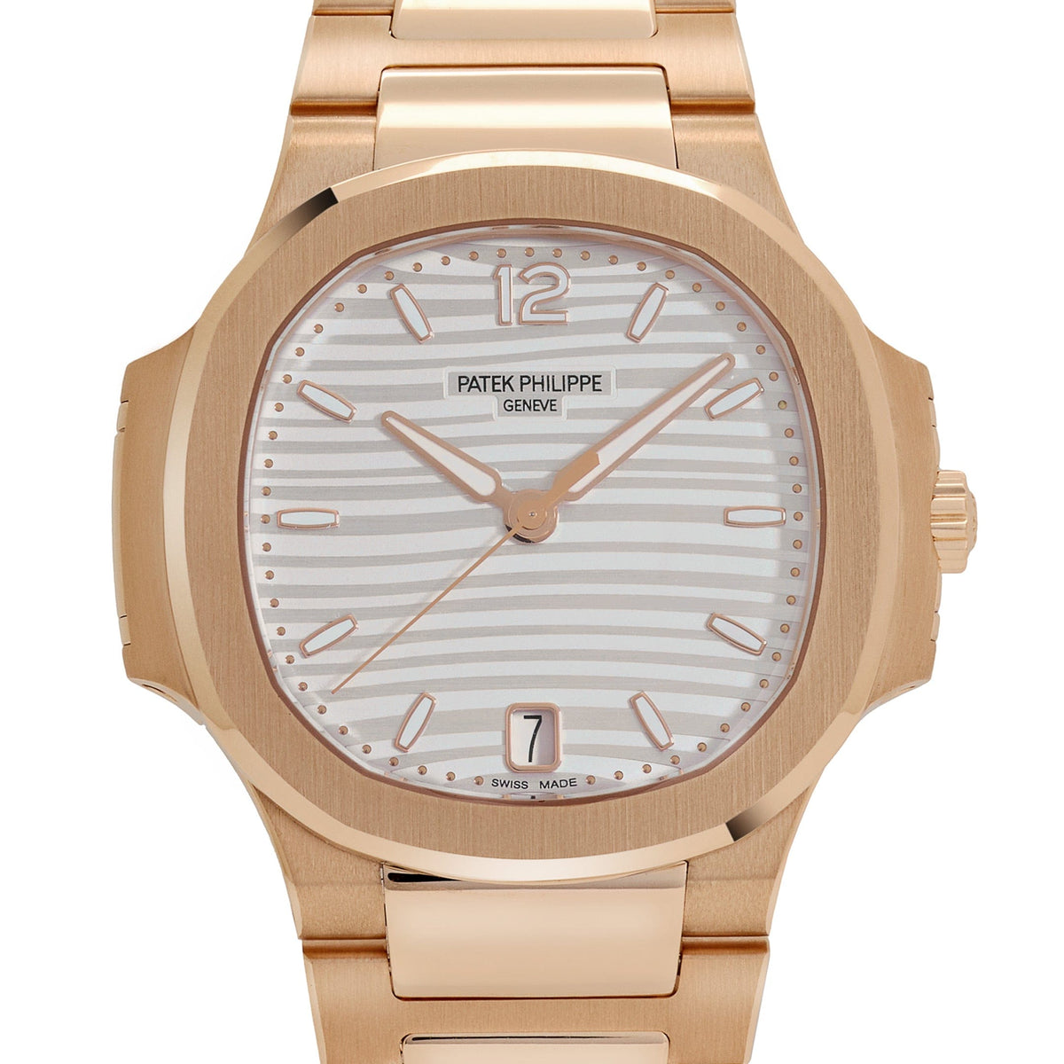 Patek Philippe Nautilus 7118/1R-001 'Ladies' Rose Gold Silvery Opaline Dial