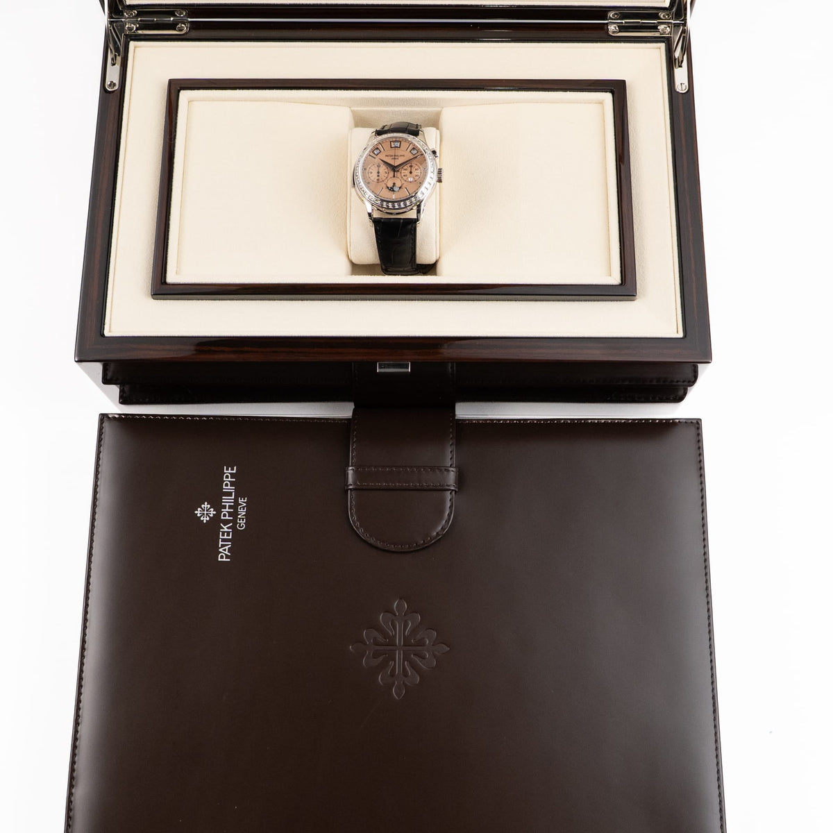 Patek Philippe Grand Complications 5208/300P-010 Minute Repeater Perpetual Calendar Chronograph Platinum Salmon Dial Diamond Baguette Bezel (2021)