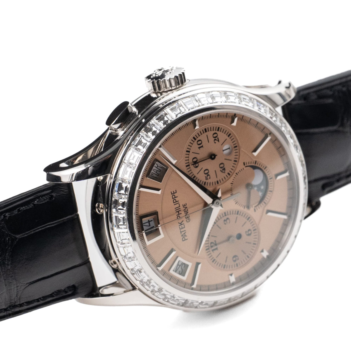 Patek Philippe Grand Complications 5208/300P-010 Minute Repeater Perpetual Calendar Chronograph Platinum Salmon Dial Diamond Baguette Bezel (2021)