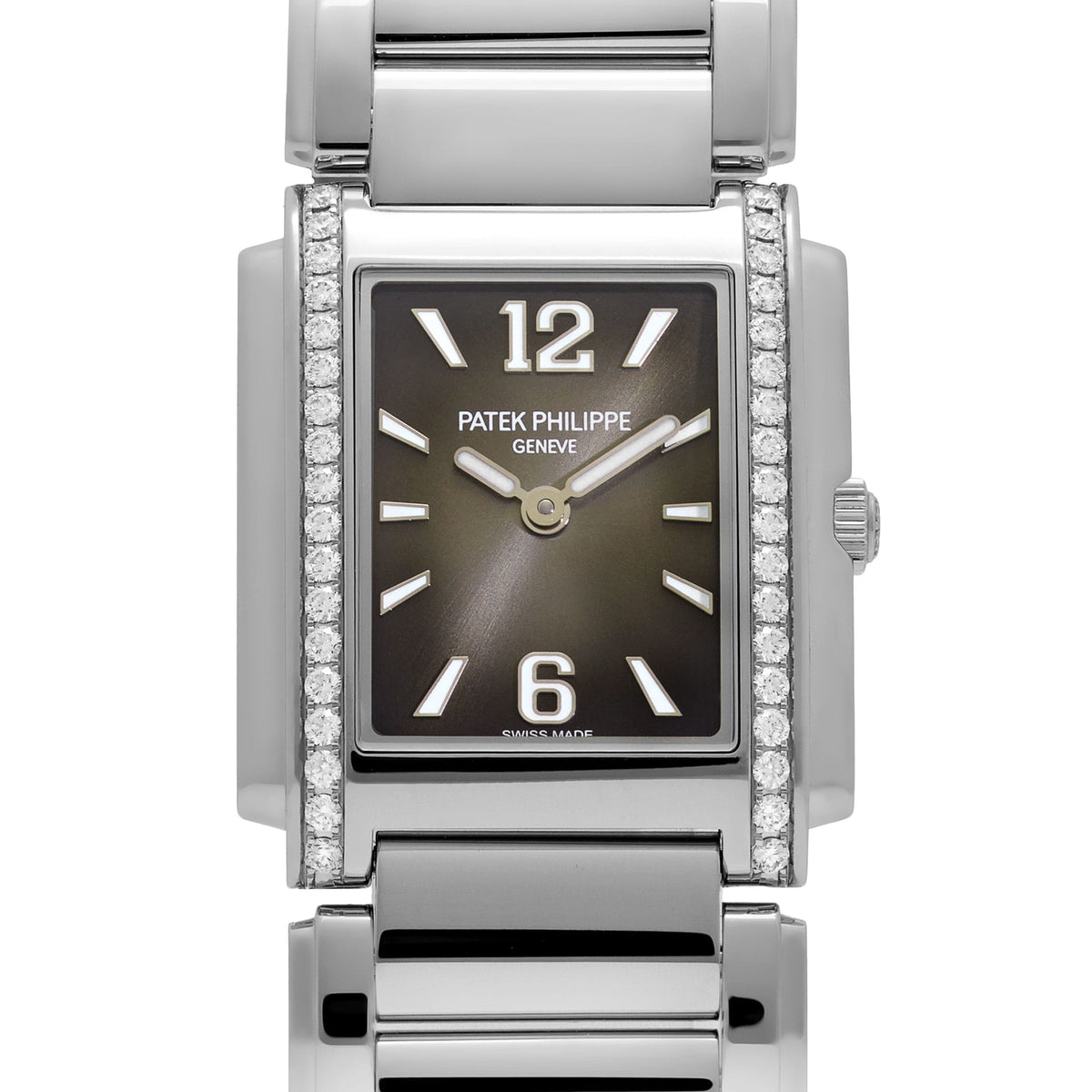 Patek Philippe Twenty-4 4910/1200A-010 'Ladies' Stainless Steel Gray Dial Diamond Bezel Quartz
